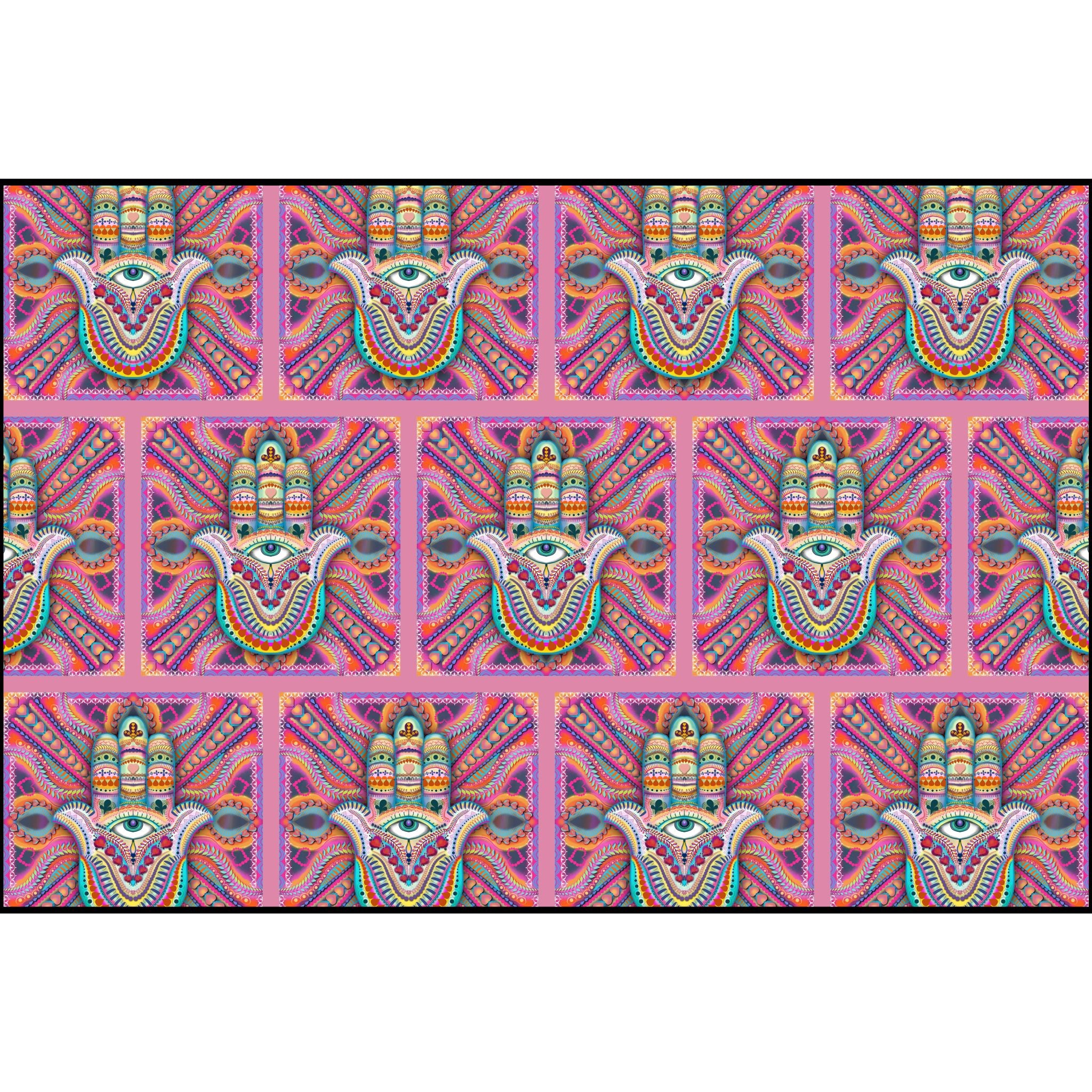 Delightful Hamsa in Bohemian Pink Cotton Pima Fabric from Leah Quinn Design