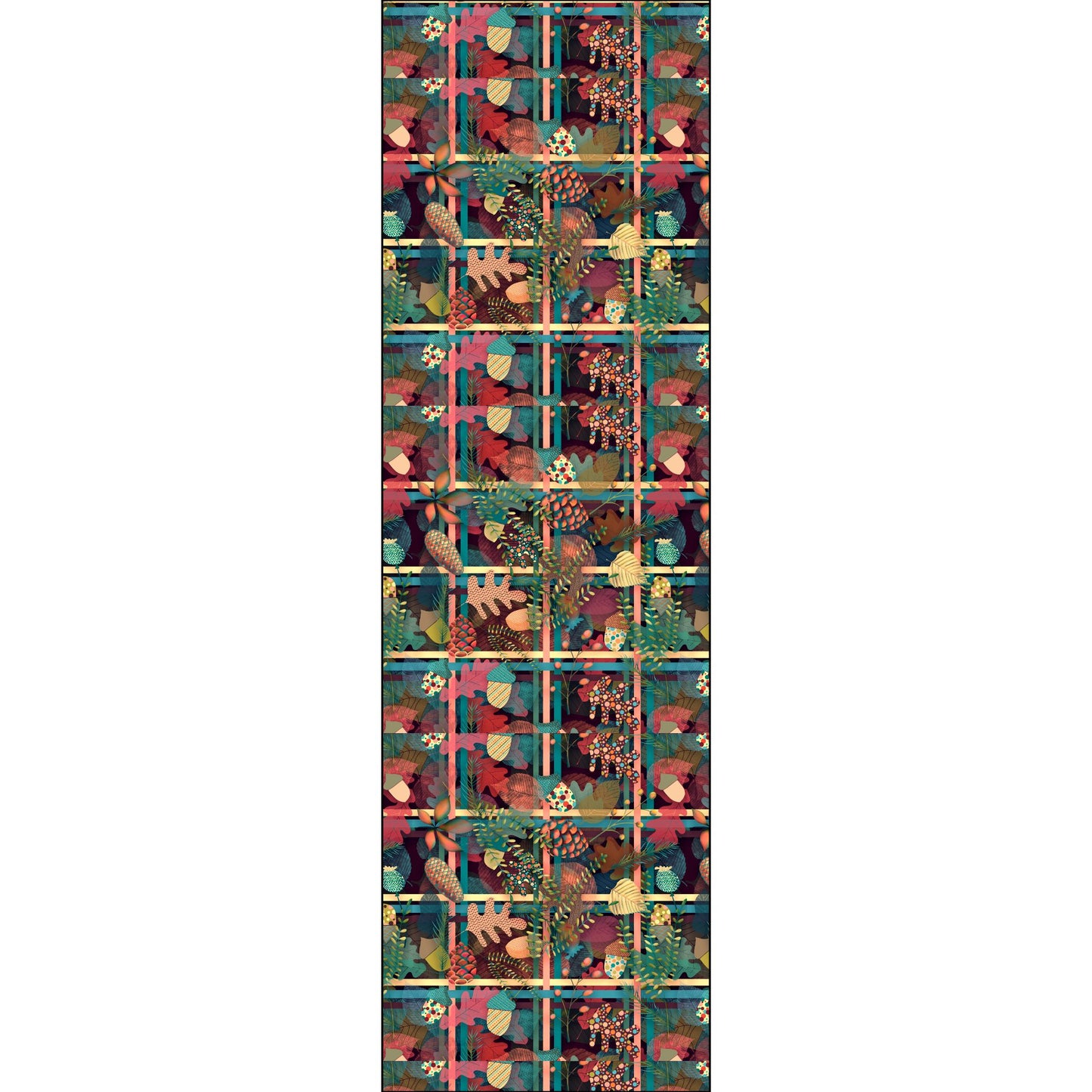 Colorful Autumn Leaves 'Plaid' Seamless Pattern in Cotton Pima Fabric by Leah Quinn Design