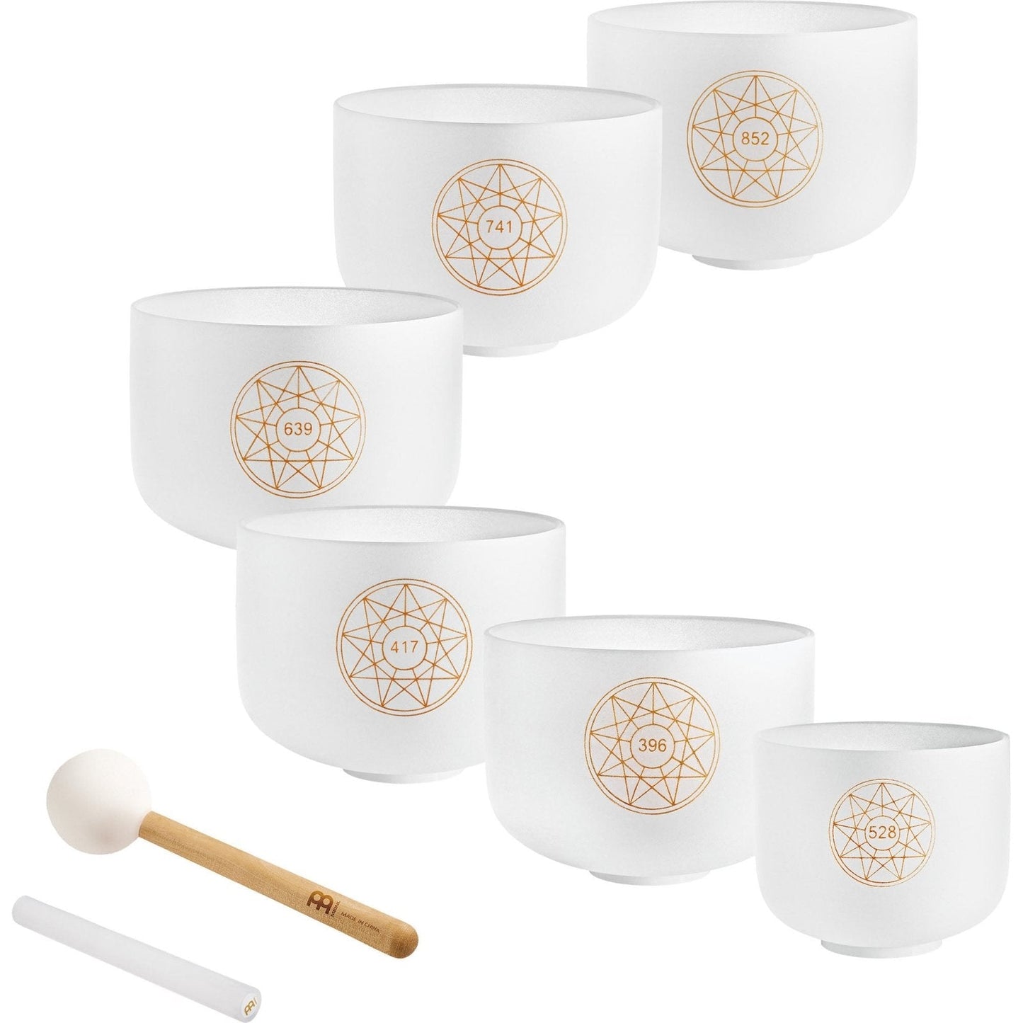 Solfeggio Crystal Singing Bowl Set (396, 417, 528, 639, 741, 852 Hz)