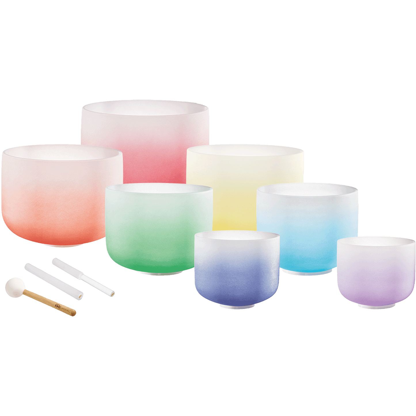 7 Chakra Color Quartz Crystal Singing Bowl Set (8"-14")