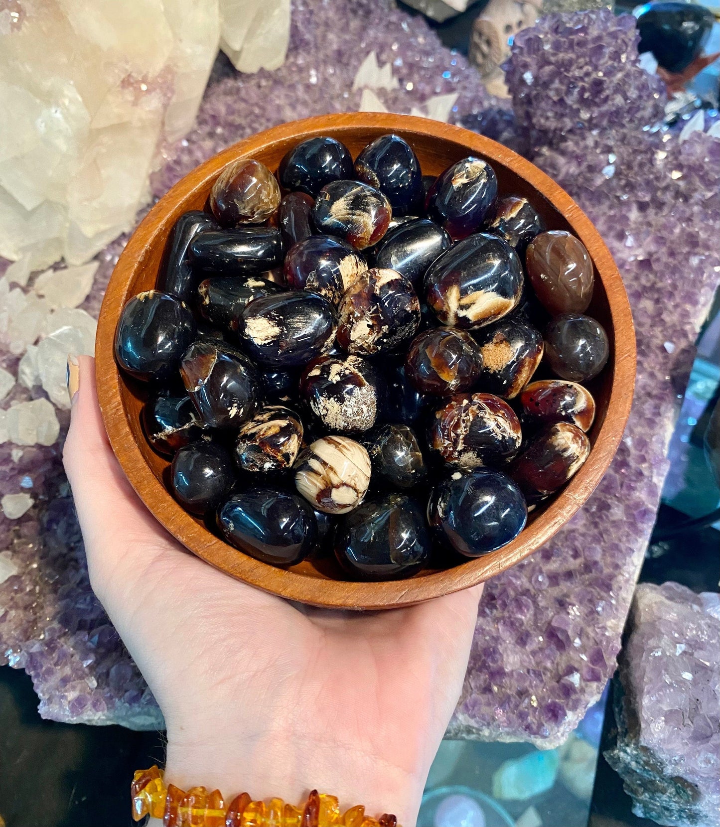 Zebra Amber Tumbled Stone - Balance & Clarity