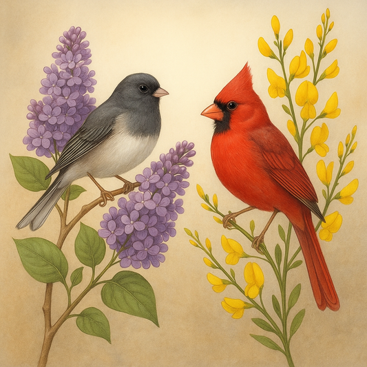 🌿✨ When Birds Speak Through Blooms: Messages from the Junco, Lilac, Cardinal &amp; French Broom