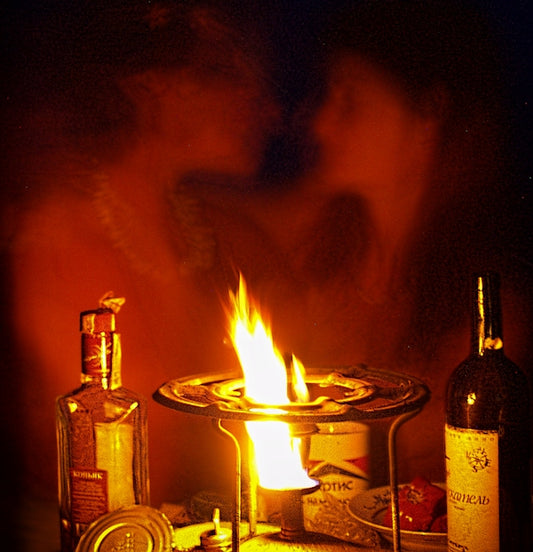 fire in the middle of bottles