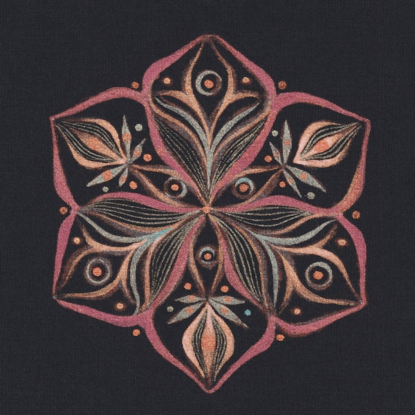 a drawing of a flower on a black background