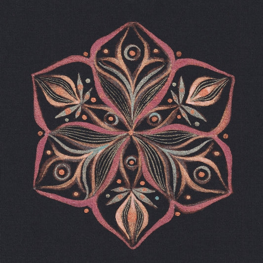 a drawing of a flower on a black background