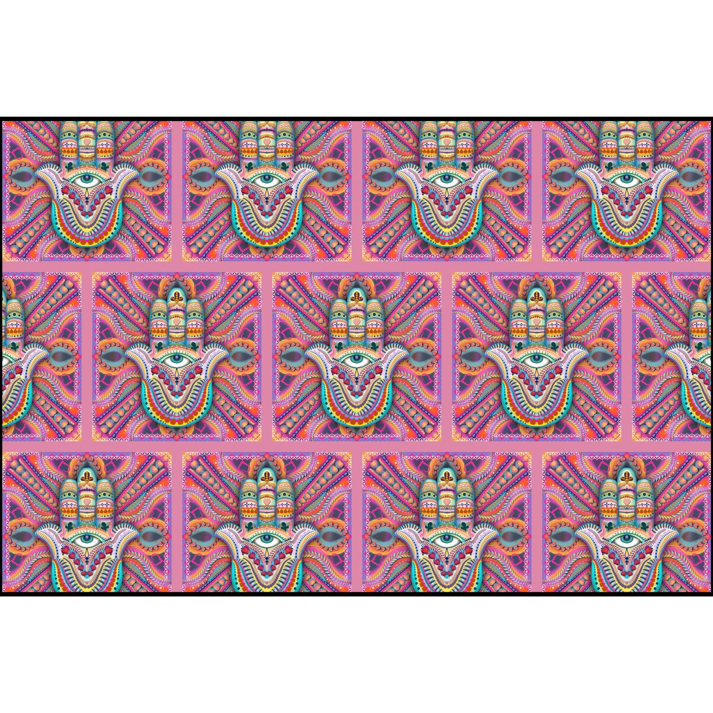 Delightful Hamsa in Bohemian Pink Cotton Pima Fabric from Leah Quinn Design