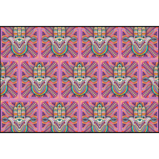 Delightful Hamsa in Bohemian Pink Cotton Pima Fabric from Leah Quinn Design