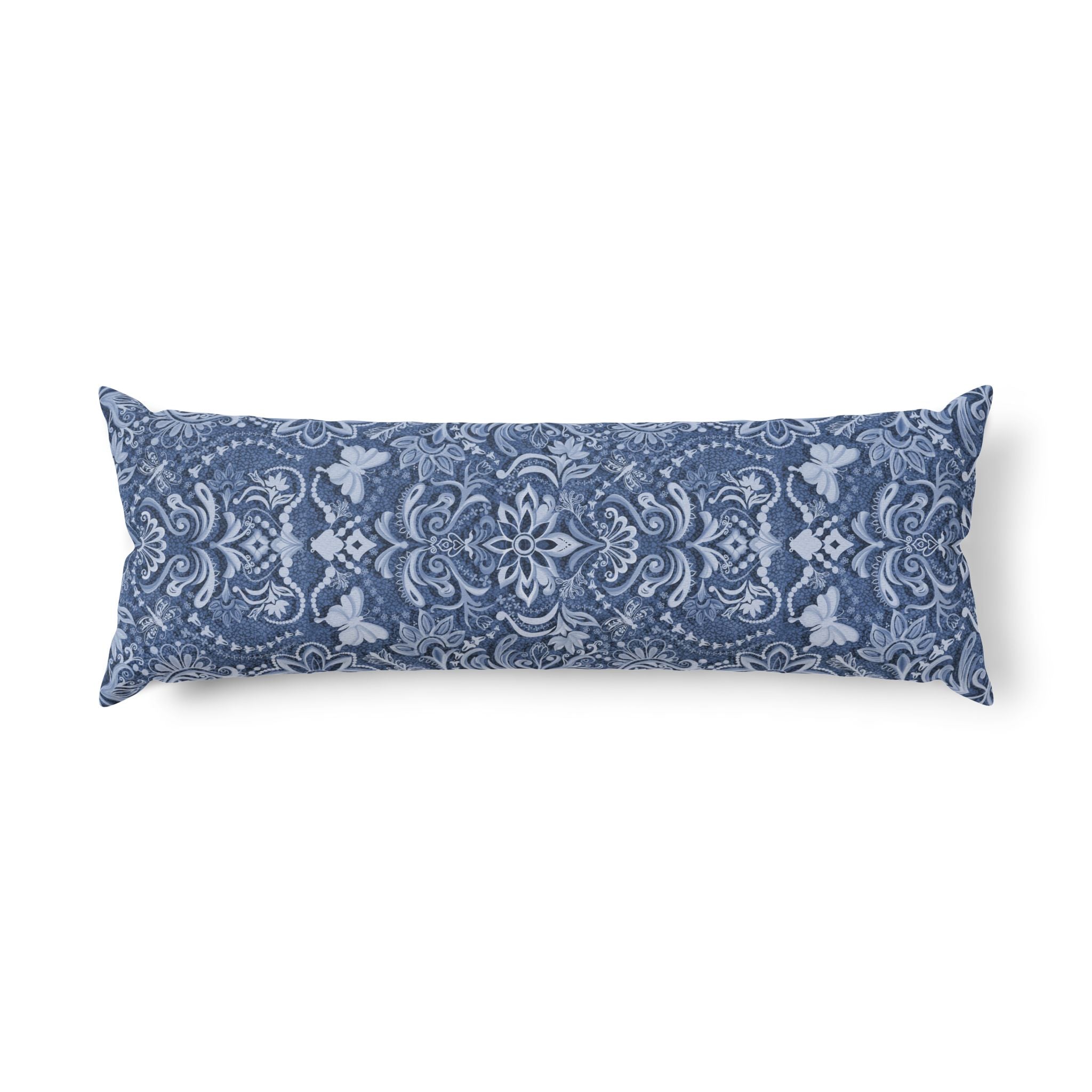 Vintage Brocade in Blue Farmhouse Body Pillow — Support Cushion