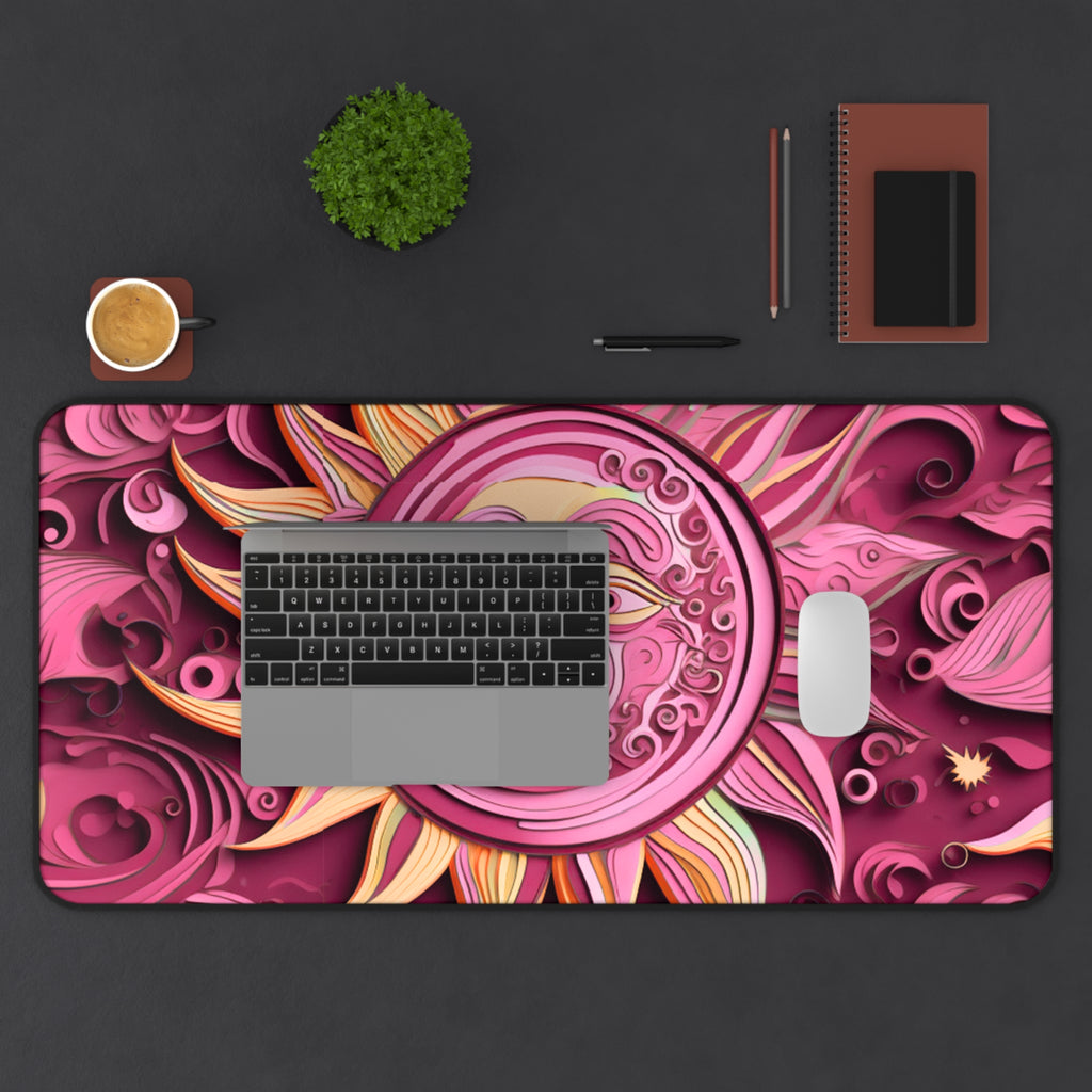 Boho Sun & Moon Pink Desk Mat — Celestial Extra Large Mouse Pad-Desk Mat