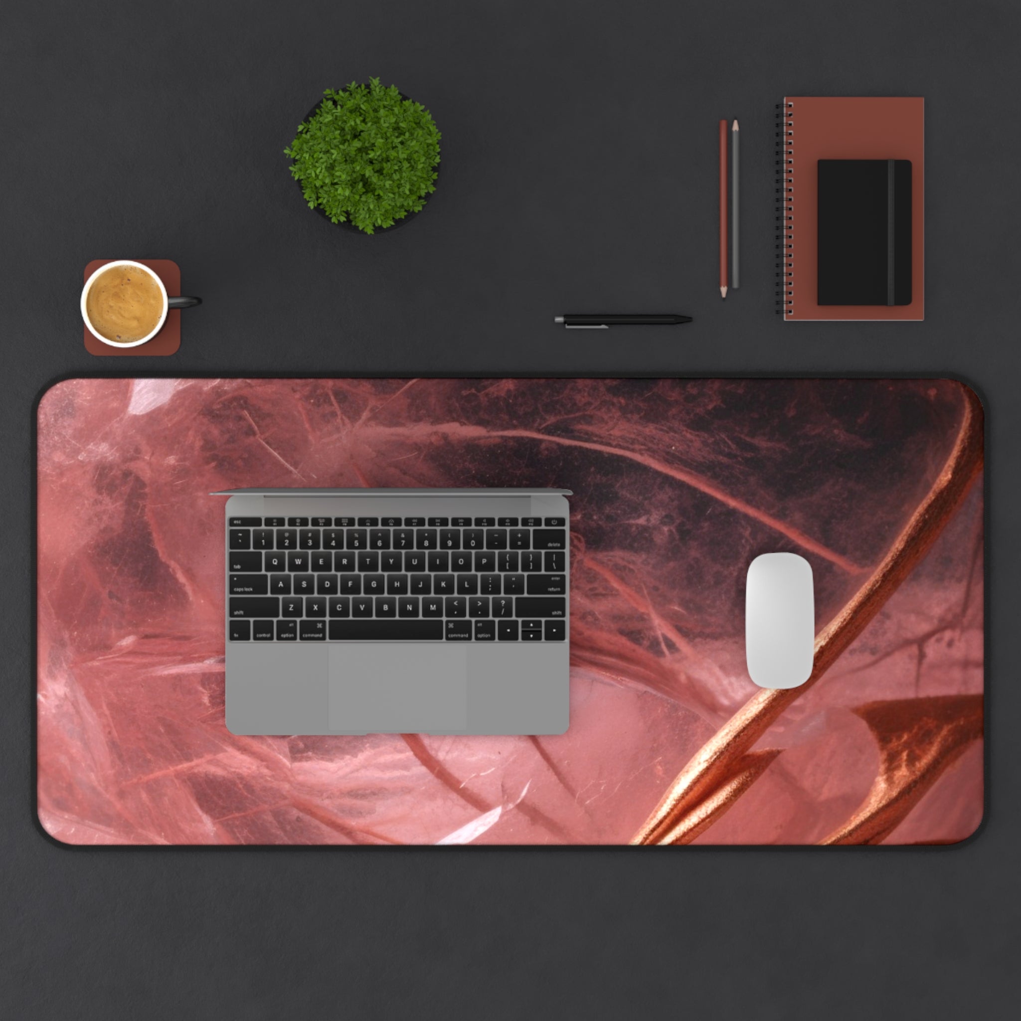 Rose Quartz Crystal Desk Mat — Extra Large Mouse Pad for Tarot Readings