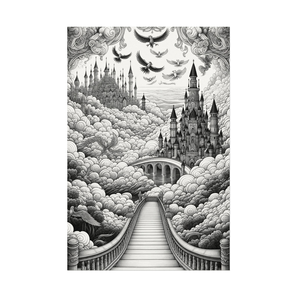 “Kingdom in the Clouds”  Fine Art Coloring Poster – Premium Watercolor (285gsm Cold Press Paper) 16x24, 24x36 & Huge 36"x54" inches