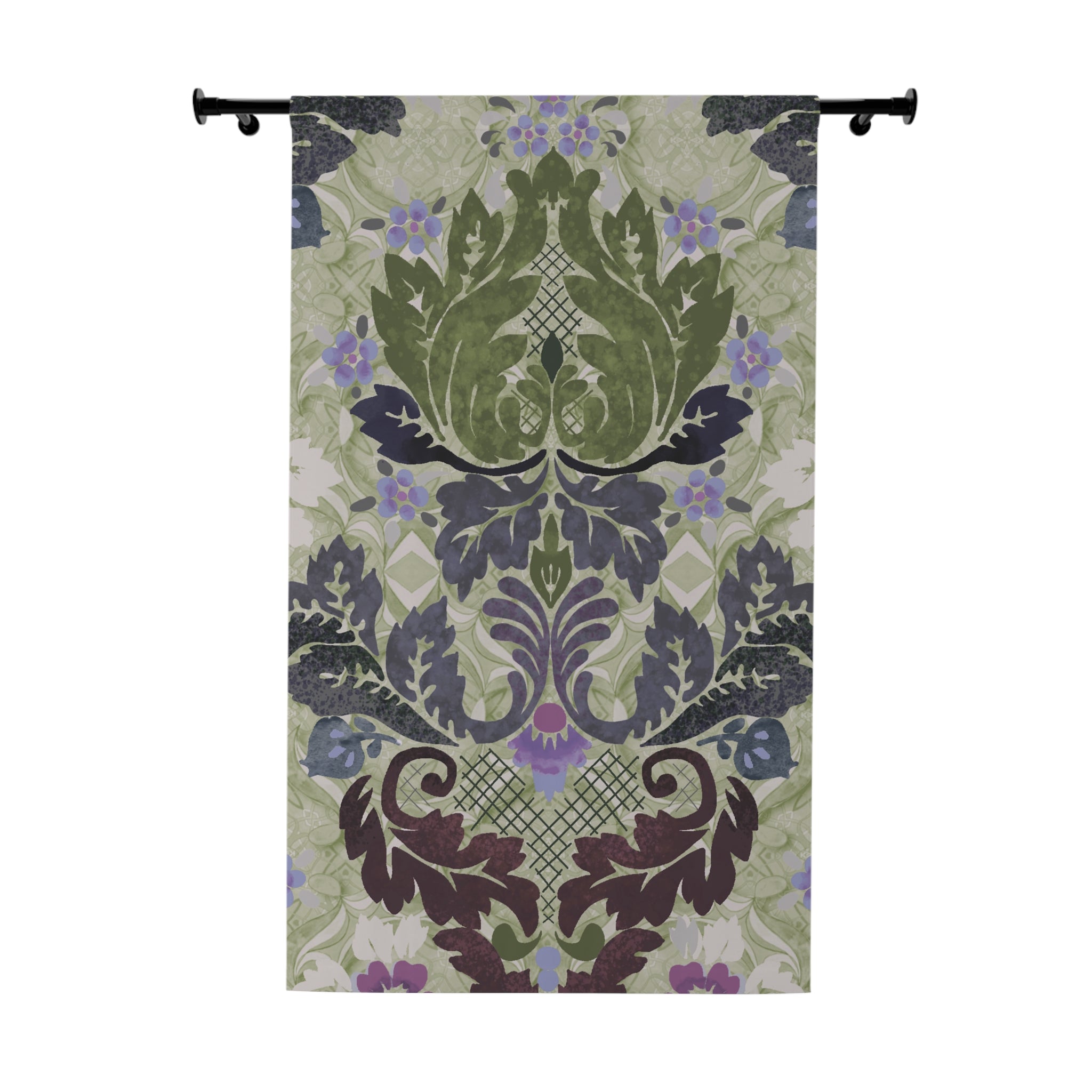 Victorian Farmhouse Sage Floral Blackout Curtain — Single 50x84" Panel