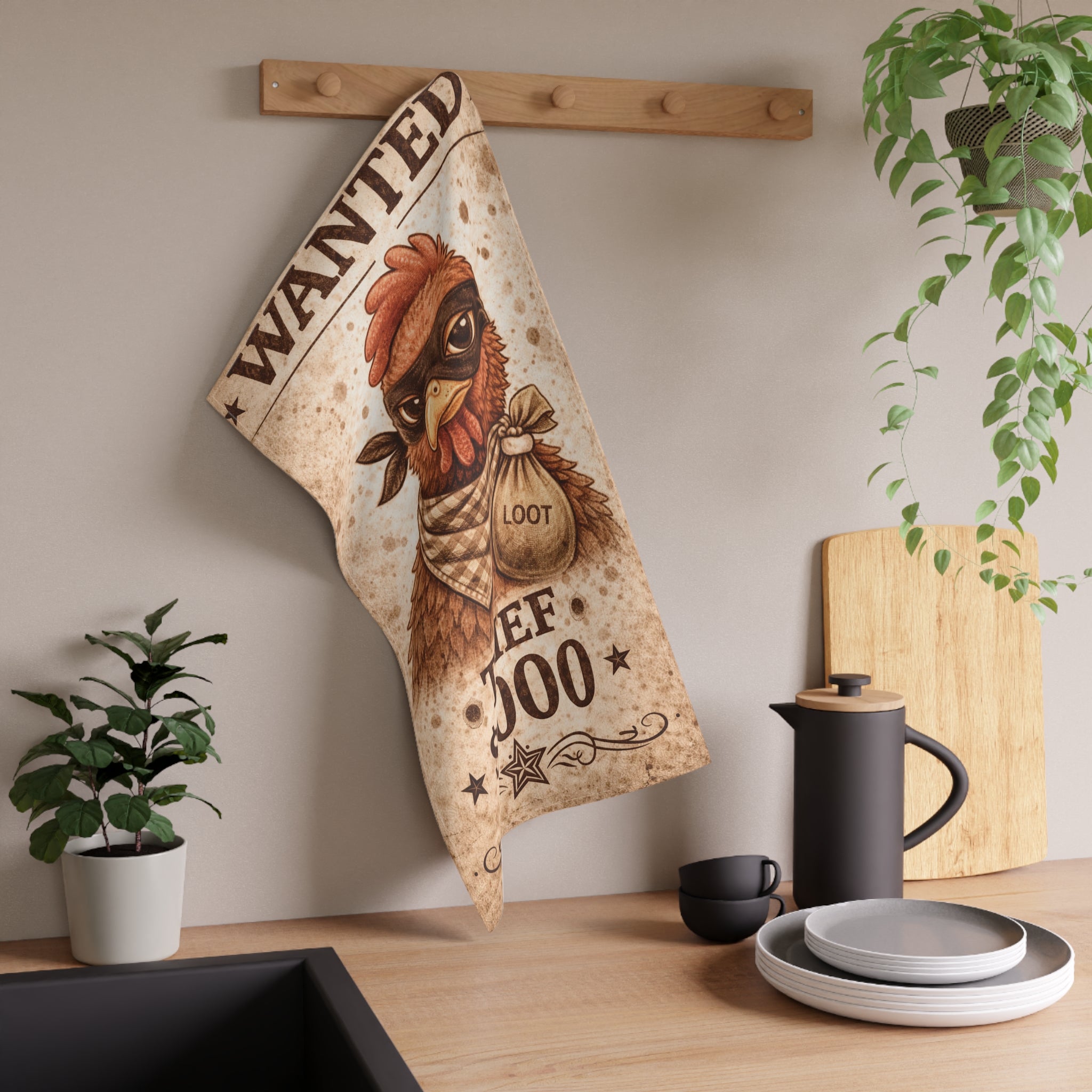 Retro Western Funny Chicken Farmhouse Tea Towel — Design by Leah Quinn©
