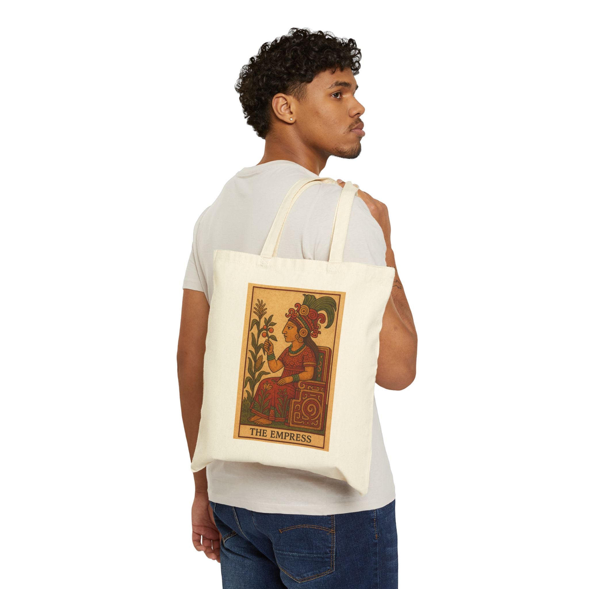 The Empress Mayan Tarot Card Canvas Tote Bag — Cotton Shopping Tote