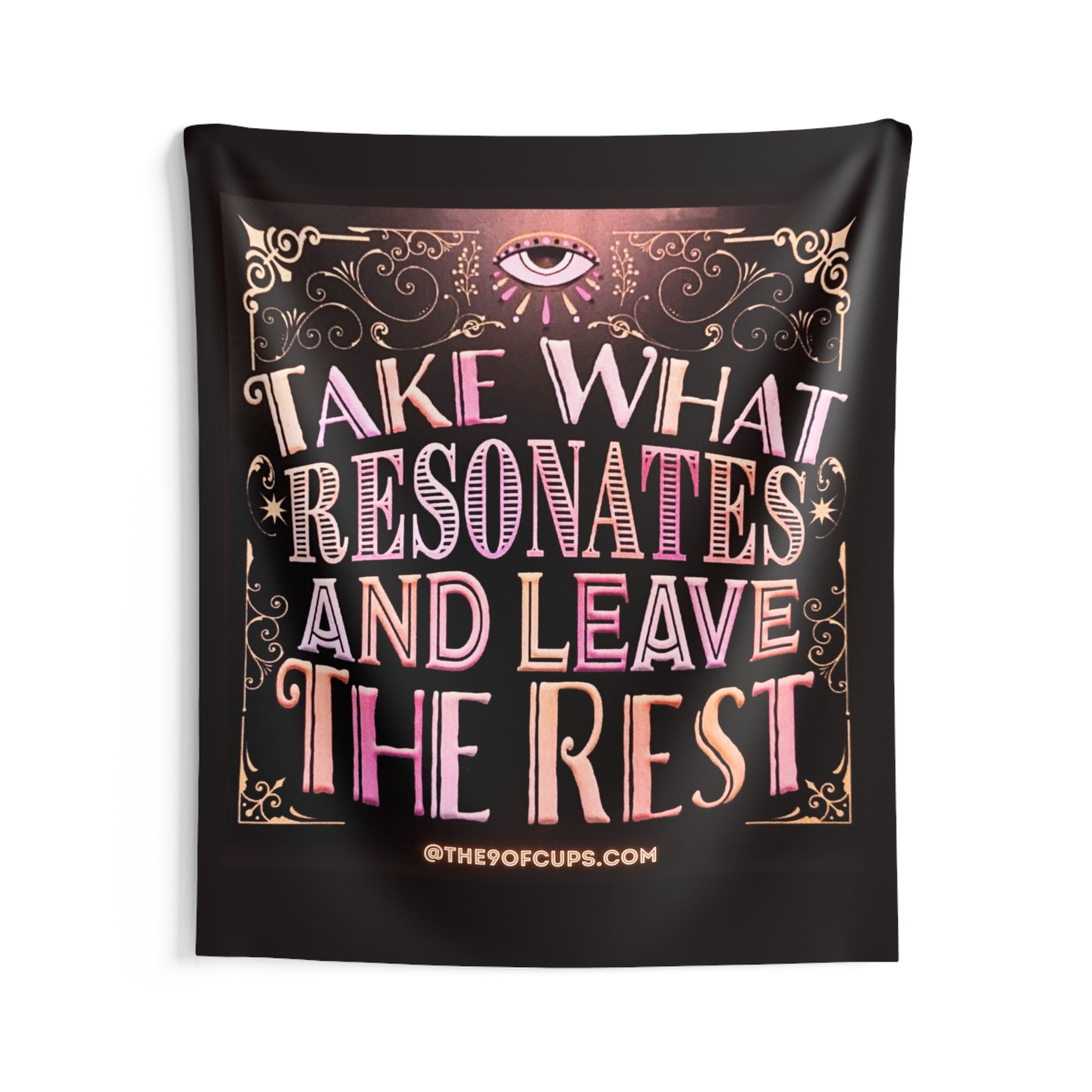 Motivational Wall Tapestry — "Take What Resonates and Leave the Rest" Tarot Quote - Perfect for Readers, Alters, Bedrooms, Psychic Craft Fairs
