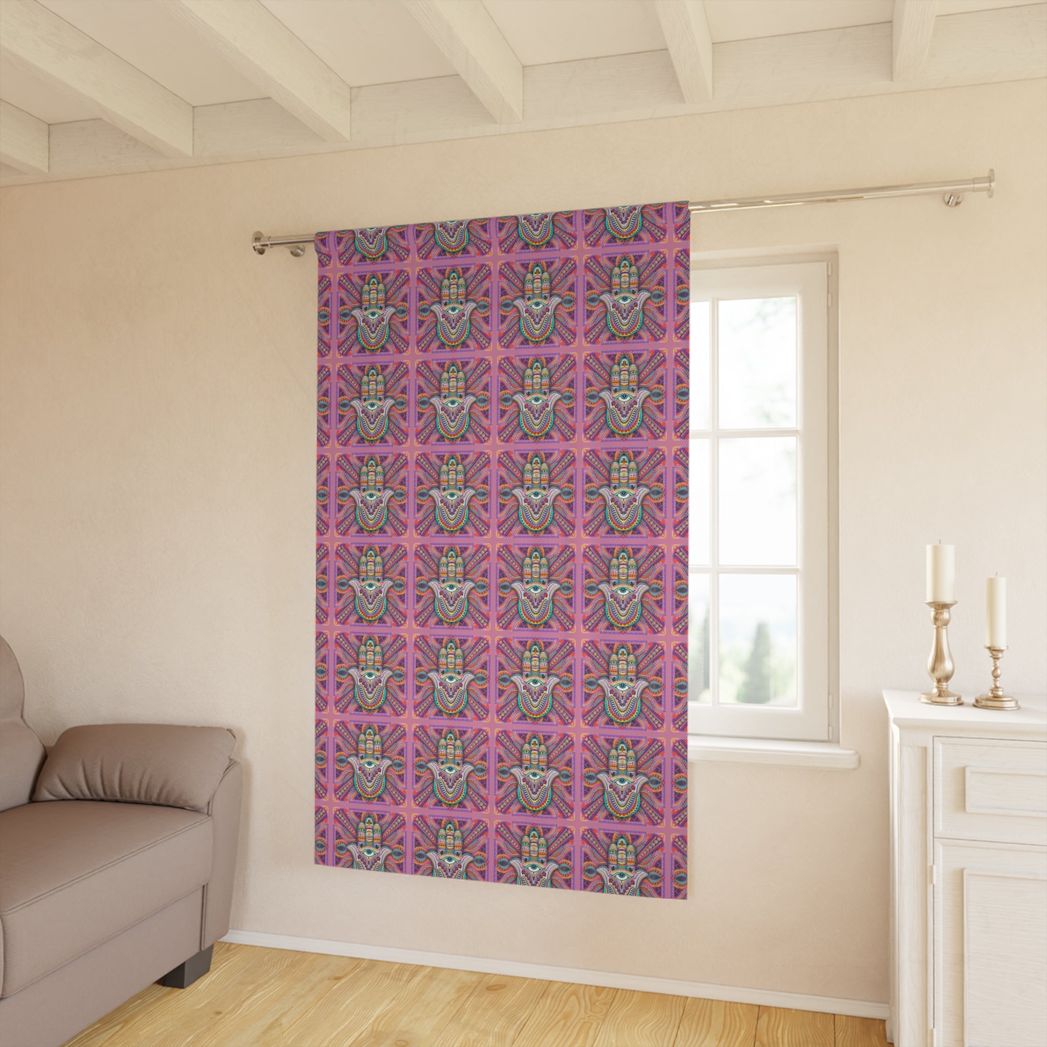 Hamsa Blackout Curtain — Colorful Single Panel (50x84)