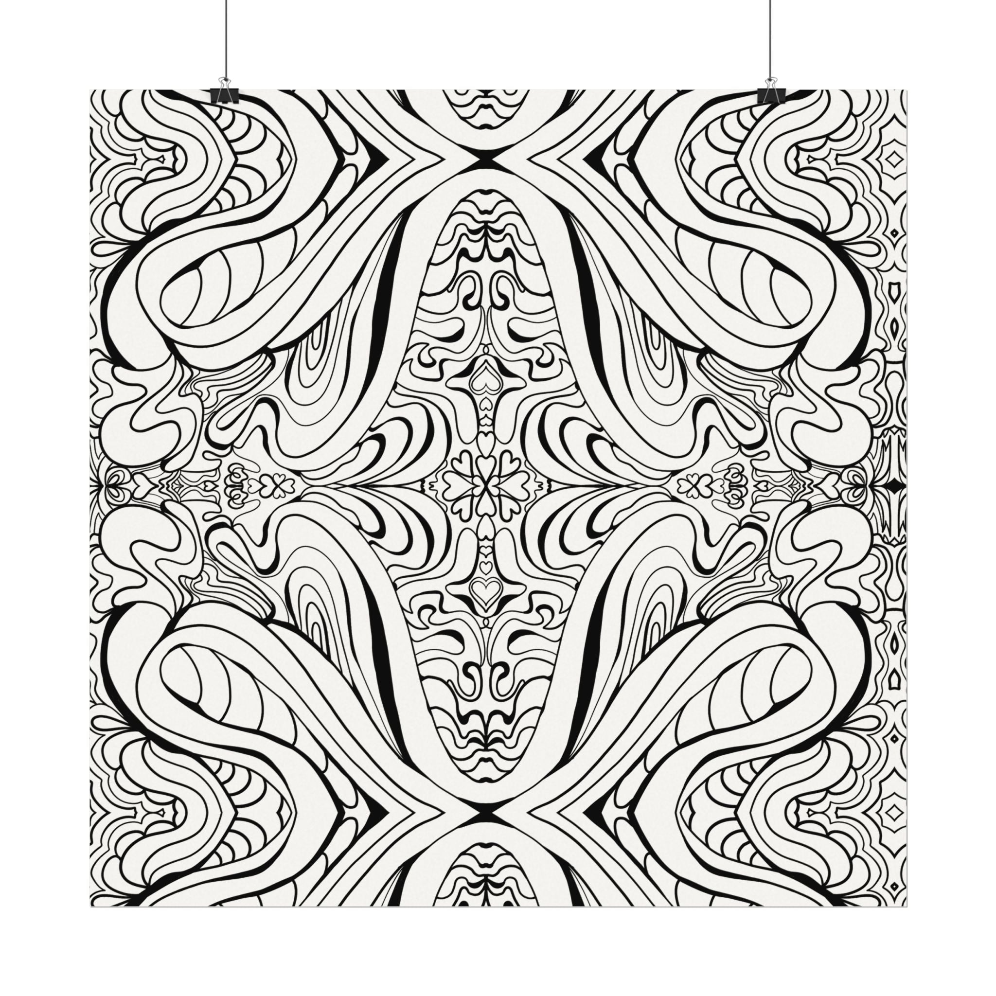 Boho Design Coloring Poster on Fine Textured Watercolor Matte Print - Make Your Coloring Pages Stand Out!