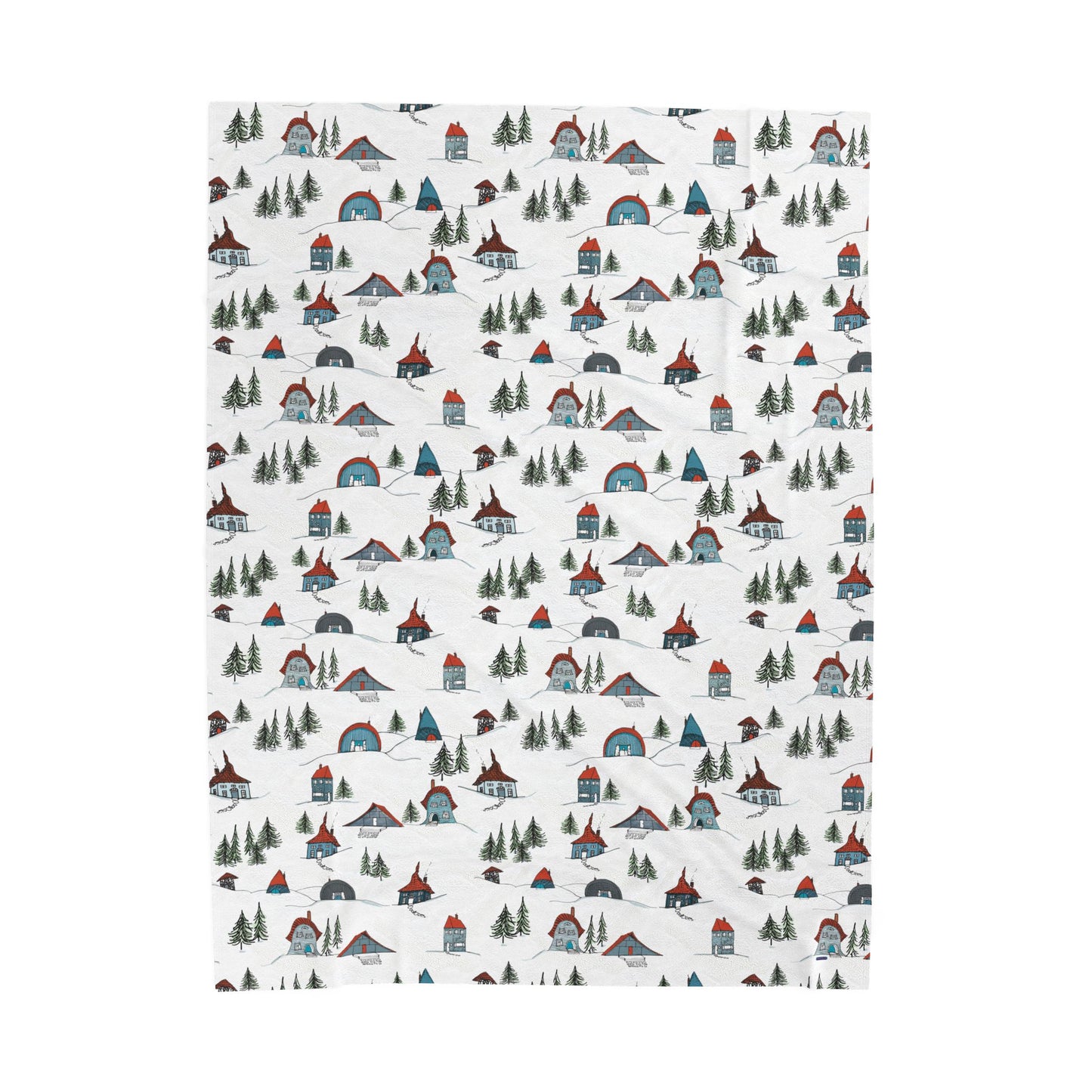 🏔️✨ Chalet Ski Cabins – Winter Wonderland Velveteen Plush Blanket