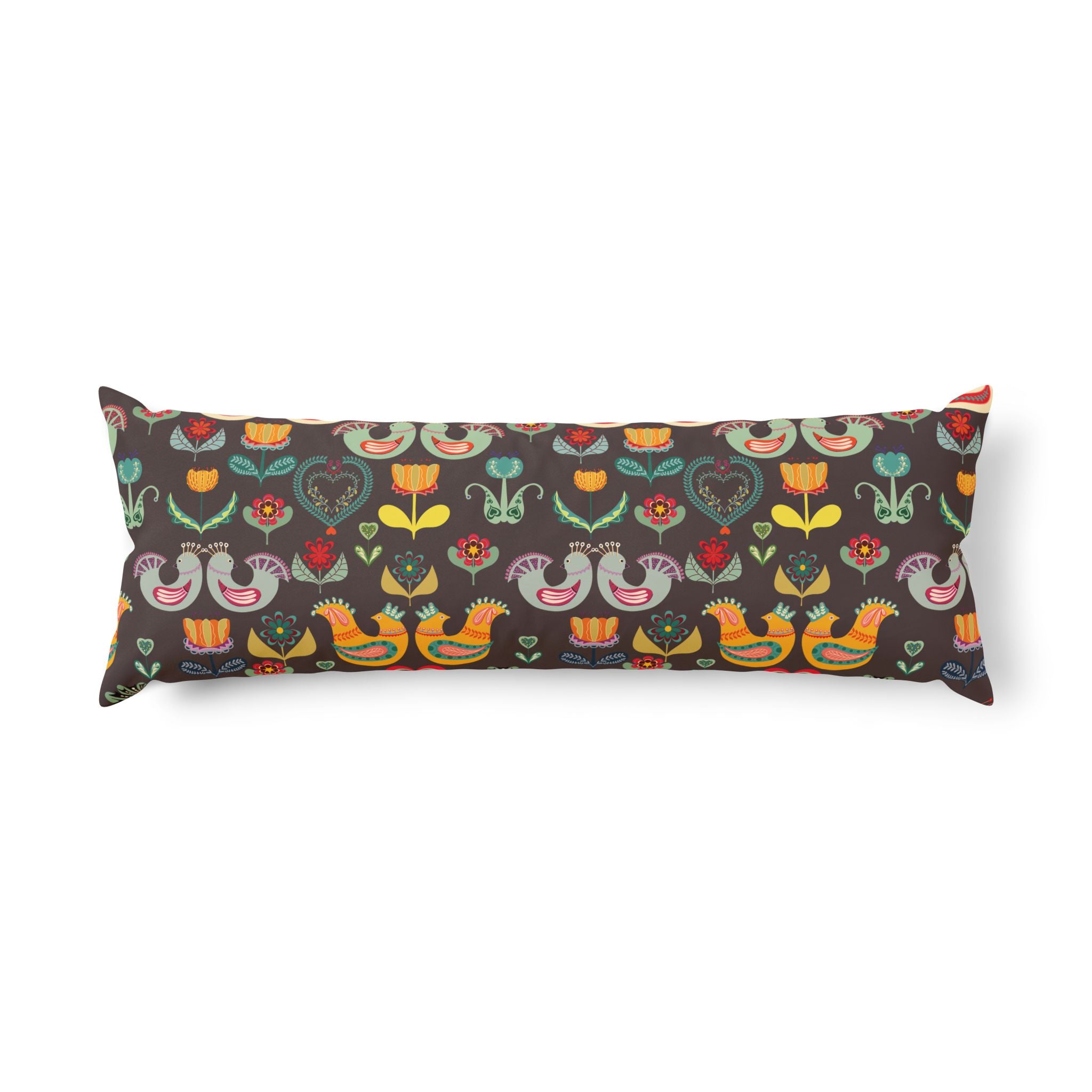Bohemian Floral Folk Farmhouse Body Pillow — Support Cushion