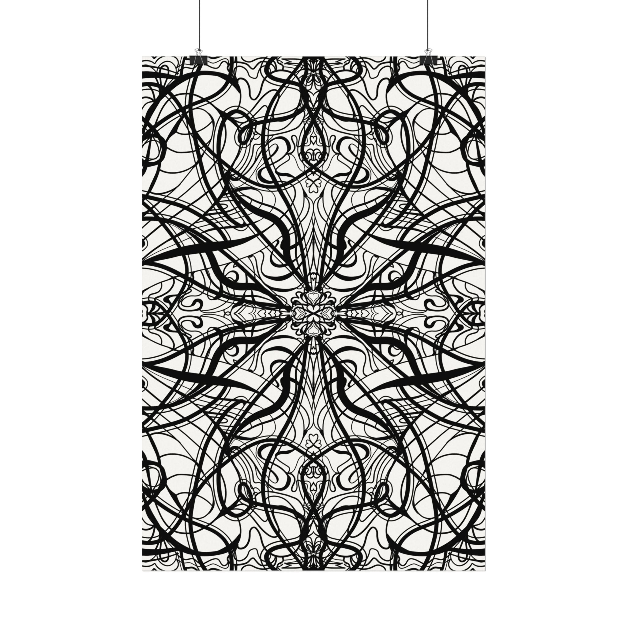 Large Wall Art to Coloring Posters - Large Symmetrical Illustration #119 - Art to Color – Premium Watercolor Coloring Poster (285gsm Cold Press Paper) 16x24, 24x36 & Huge 36"x54" inches