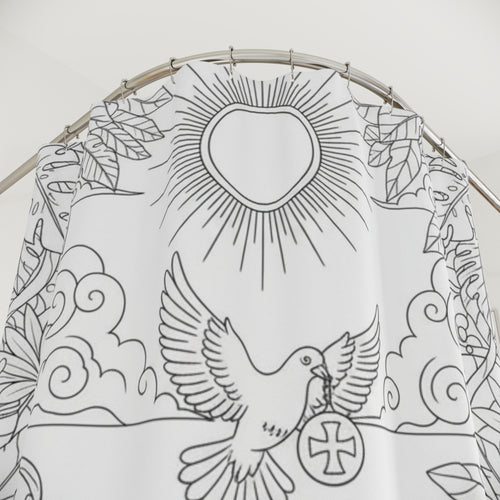 Ace of Cups Tarot-Style Chalice & Dove Shower Curtain — Boho Spiritual Color-Your-Own Shower Curtain