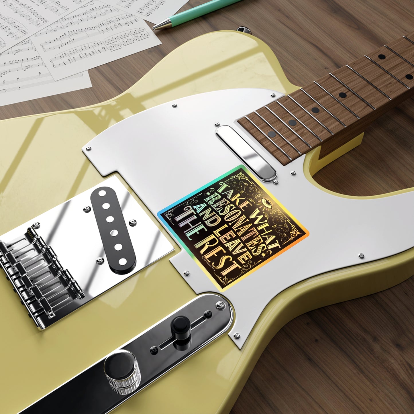 'Take What Resonates and Leave The Rest' Quote Holographic Stickers