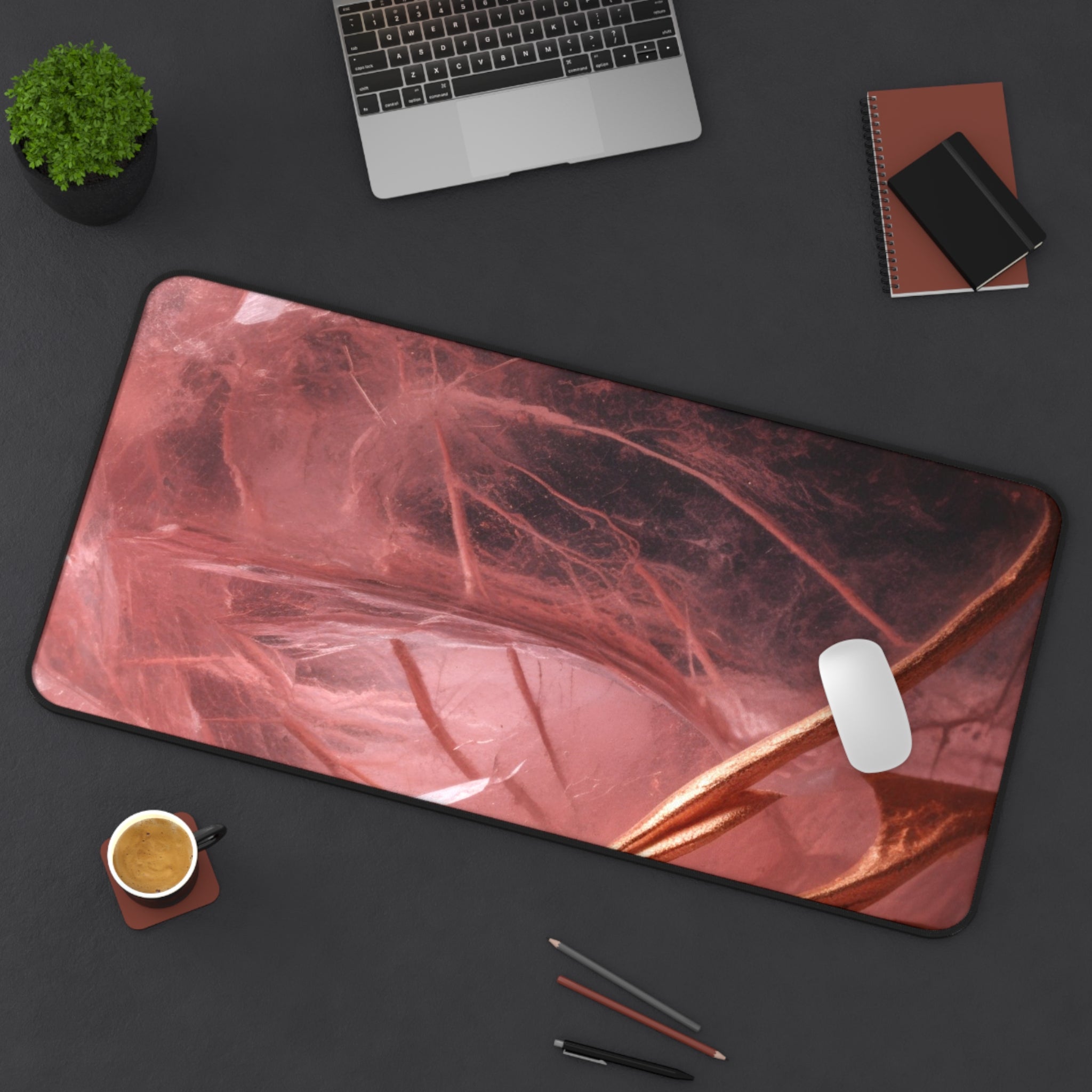 Rose Quartz Crystal Desk Mat — Extra Large Mouse Pad for Tarot Readings