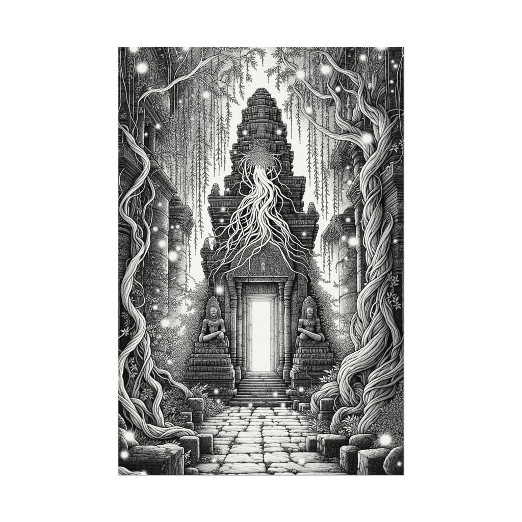 “Temple of Hidden Light” — Fine Art Coloring Poster – Premium Watercolor (285gsm Cold Press Paper) 16x24, 24x36 & Huge 36"x54" inches