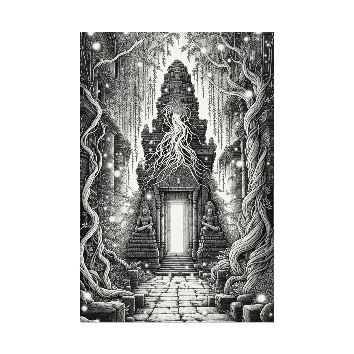 “Temple of Hidden Light” — Fine Art Coloring Poster – Premium Watercolor (285gsm Cold Press Paper) 16x24, 24x36 & Huge 36"x54" inches