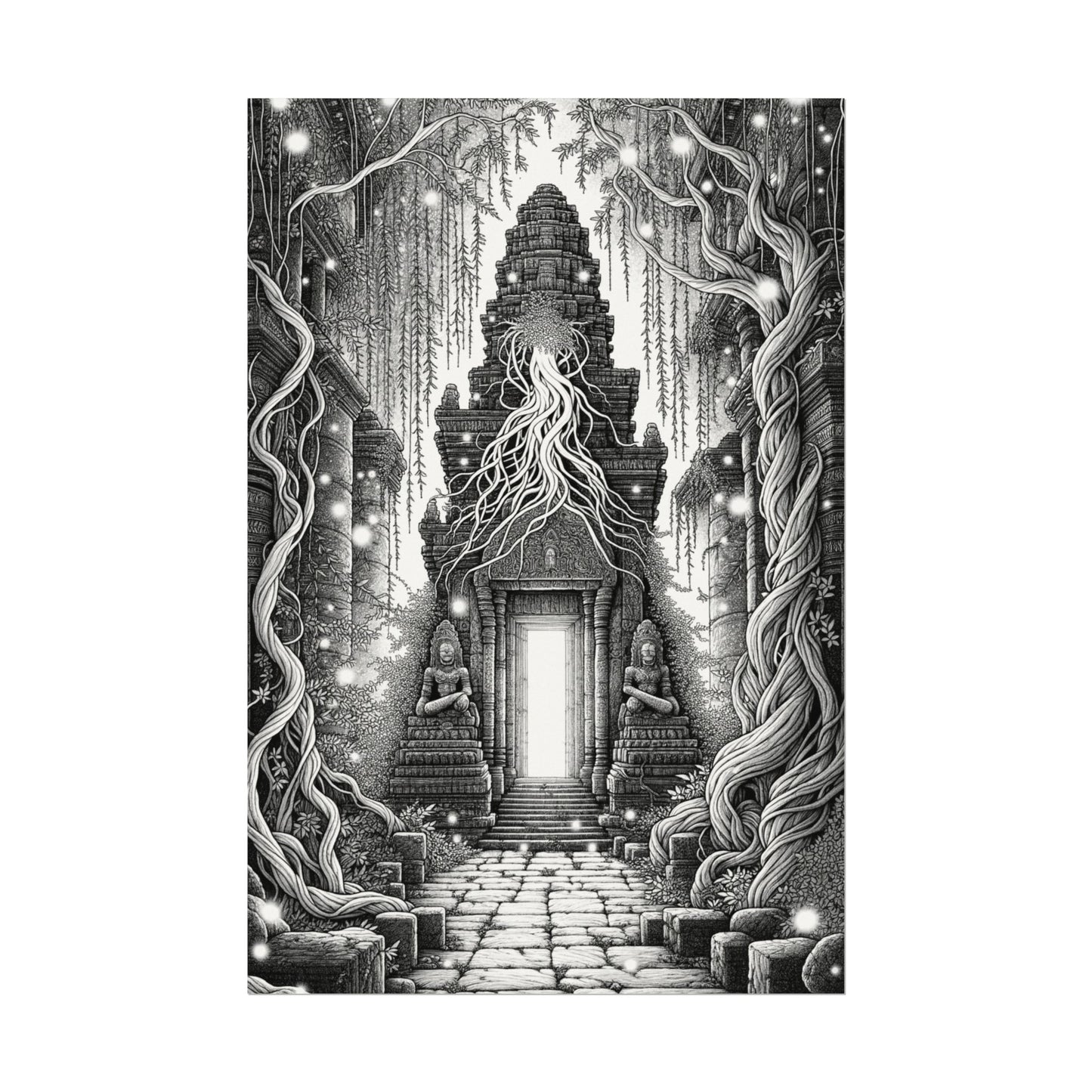 “Temple of Hidden Light” — Fine Art Coloring Poster – Premium Watercolor (285gsm Cold Press Paper) 16x24, 24x36 & Huge 36"x54" inches