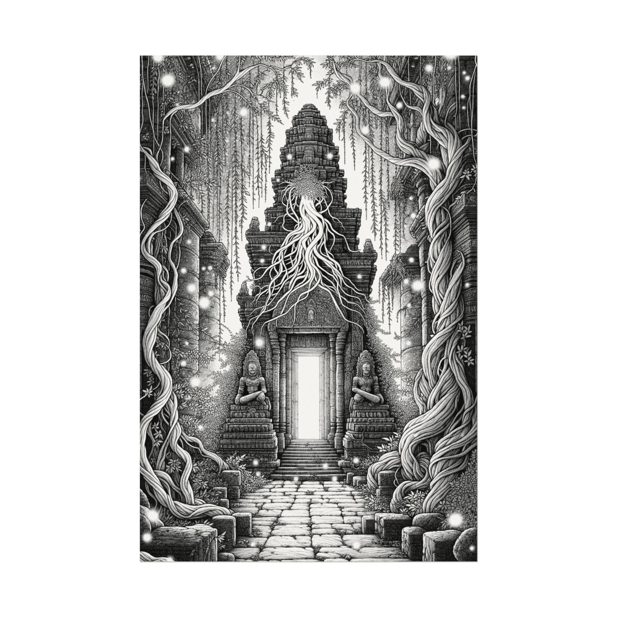 “Temple of Hidden Light” — Fine Art Coloring Poster – Premium Watercolor (285gsm Cold Press Paper) 16x24, 24x36 & Huge 36"x54" inches
