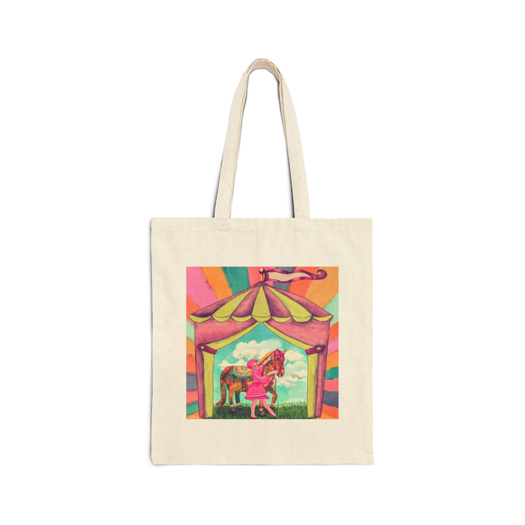 Unicorn at the Circus Floral Canvas Tote Bag — Vibrant Cotton Shopper