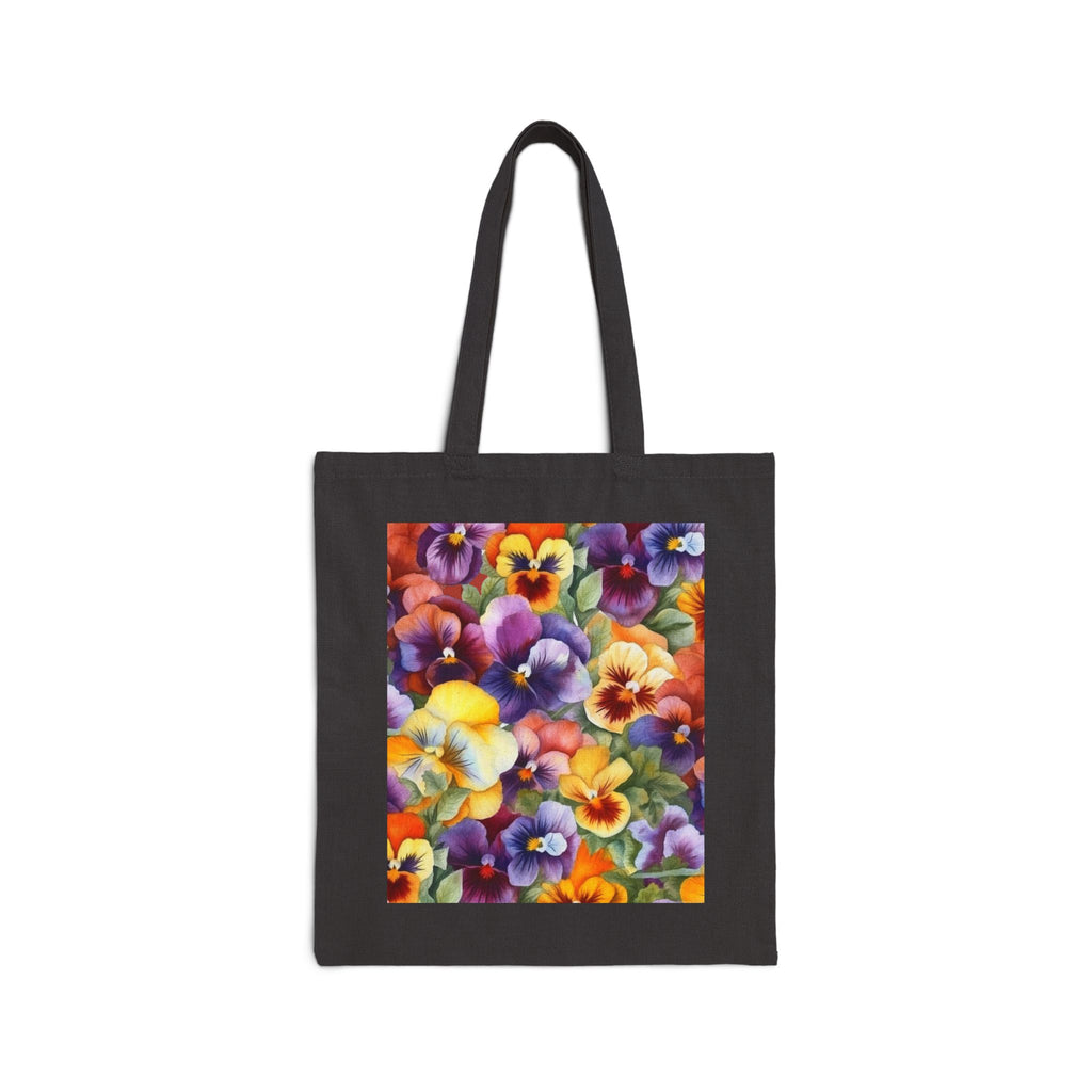 Spring Pansies Canvas Tote Bag — Vibrant Floral Cotton Shopper