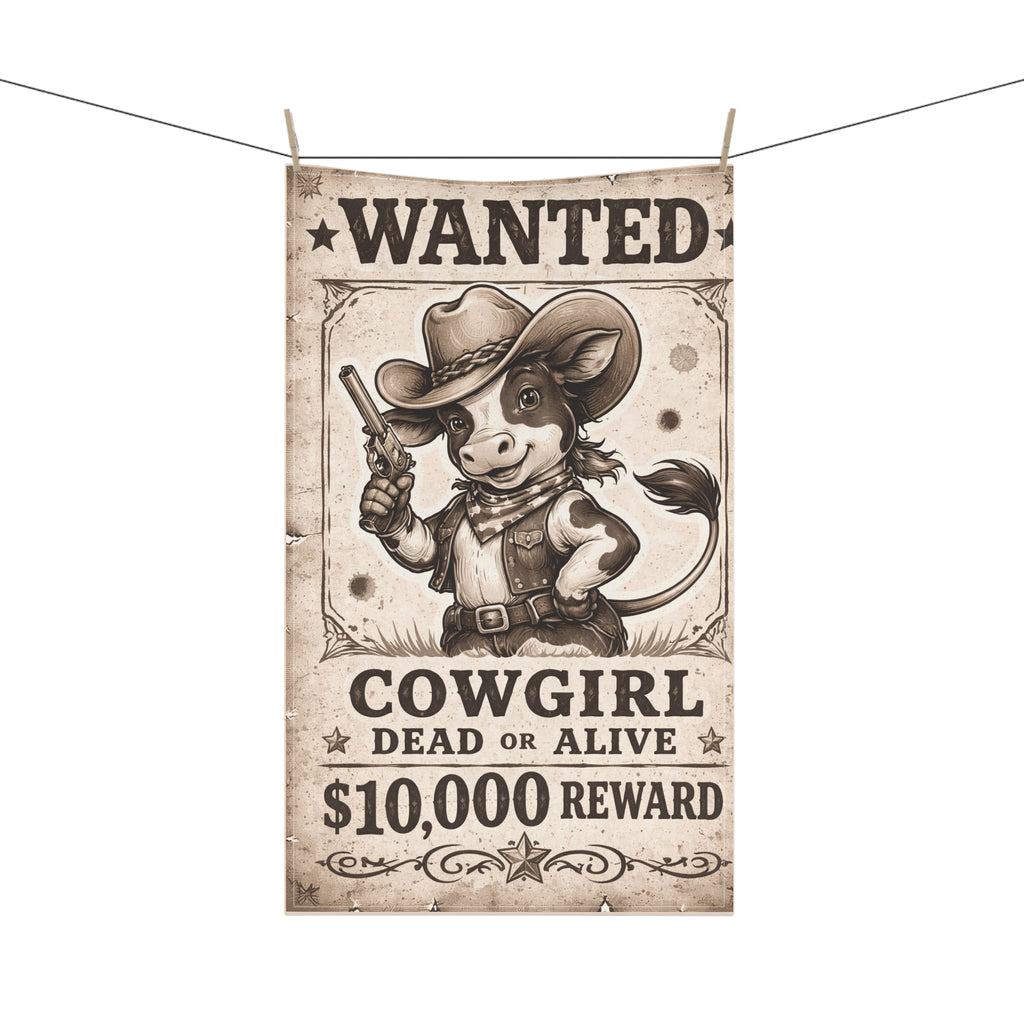 Retro Western Funny Naughty Cowgirl Farmhouse Tea Towel — Design by Leah Quinn©