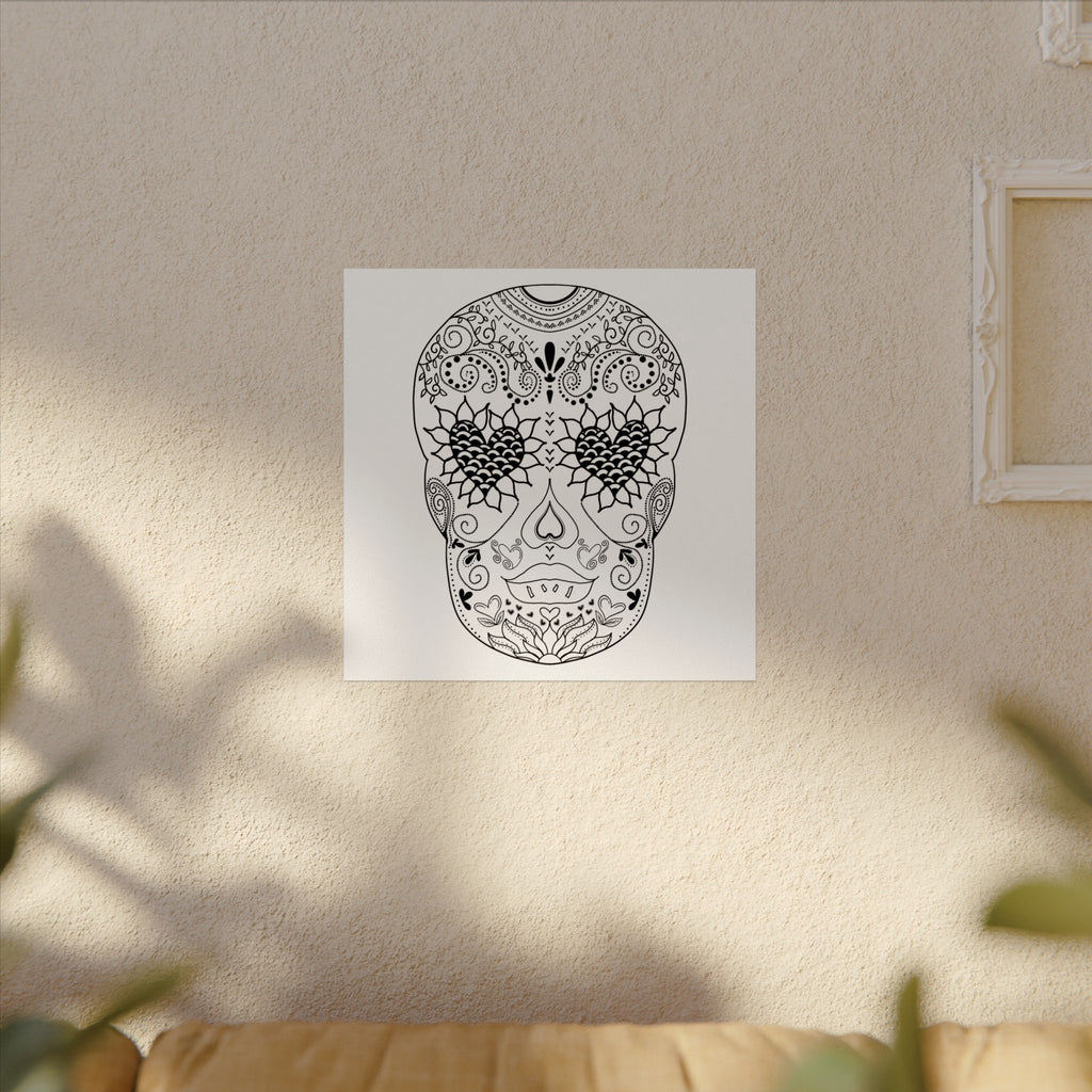 Sugar Skull Day of the Dead Number 3 Coloring Poster on Fine Textured Watercolor Matte Print - Make Your Coloring Pages Stand Out!