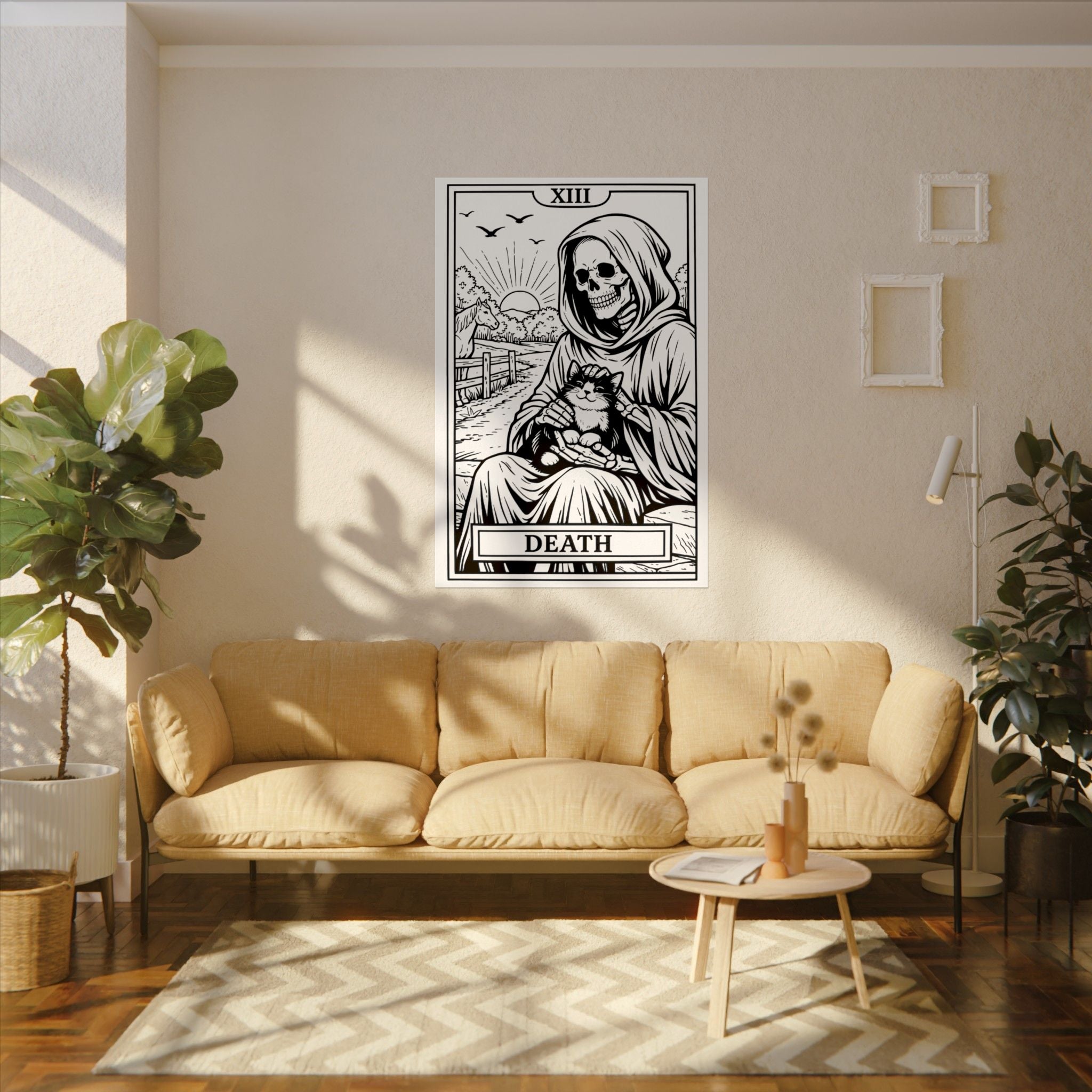 Death Tarot Coloring Poster — Textured Watercolor Matte Wall Art (Large)