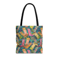 Lets Go Glamping Cowgirl Boots Boho Tote Bag — Green Multicolor All-Over Print