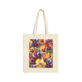 Spring Pansies Canvas Tote Bag — Vibrant Floral Cotton Shopper