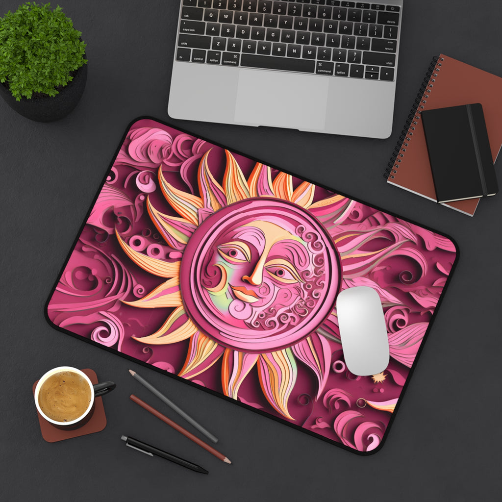 Boho Sun & Moon Pink Desk Mat — Celestial Extra Large Mouse Pad-Desk Mat