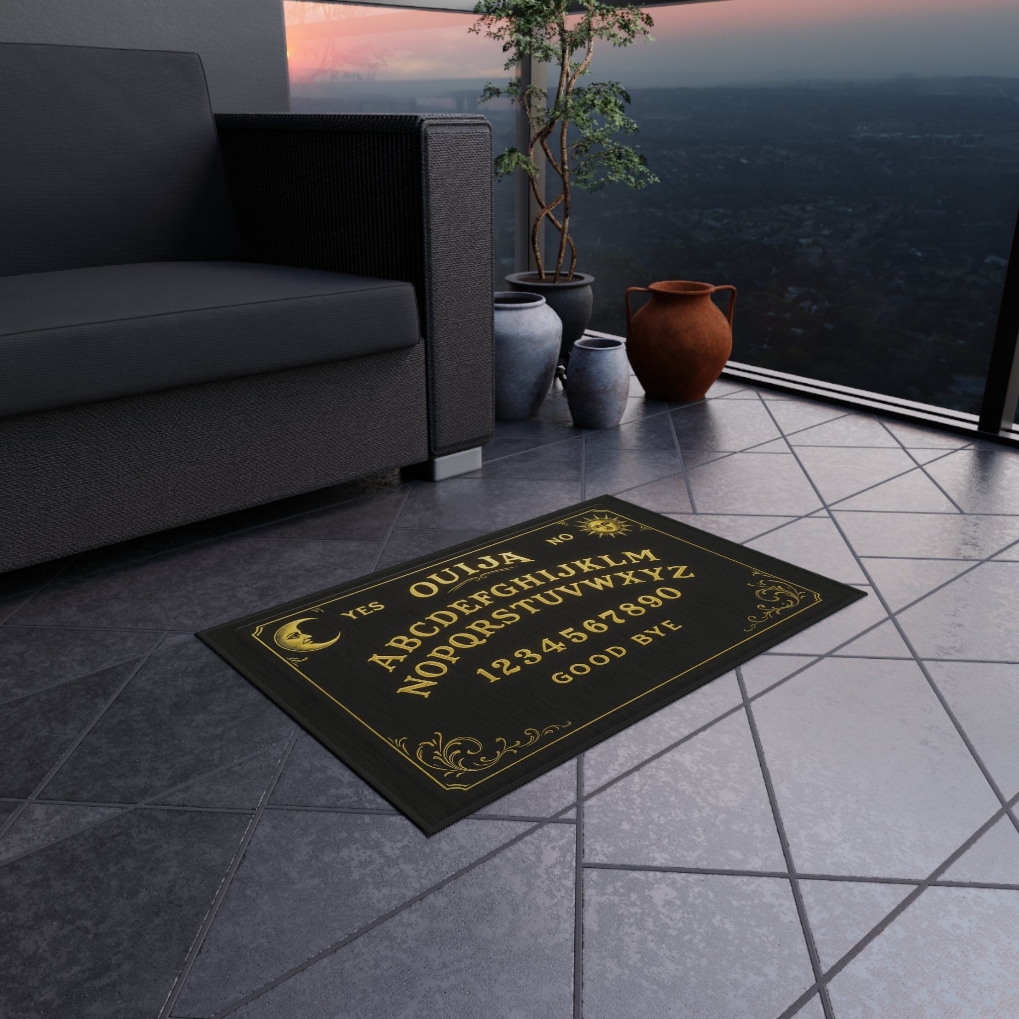 Mystical Ouija Board Outdoor Rug, Bohemian Decor, Patio Mat, Garden Accent, Witchy Home, Halloween Decor