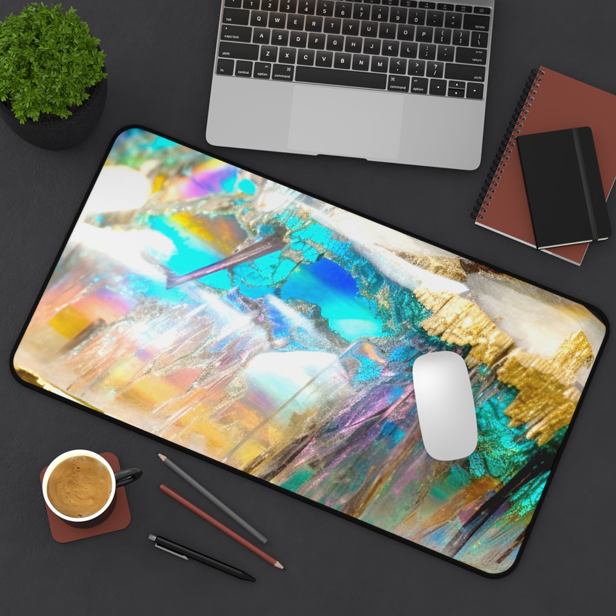 Opal Crystal Desk Mat — Extra Large Mouse Pad for Tarot Readings