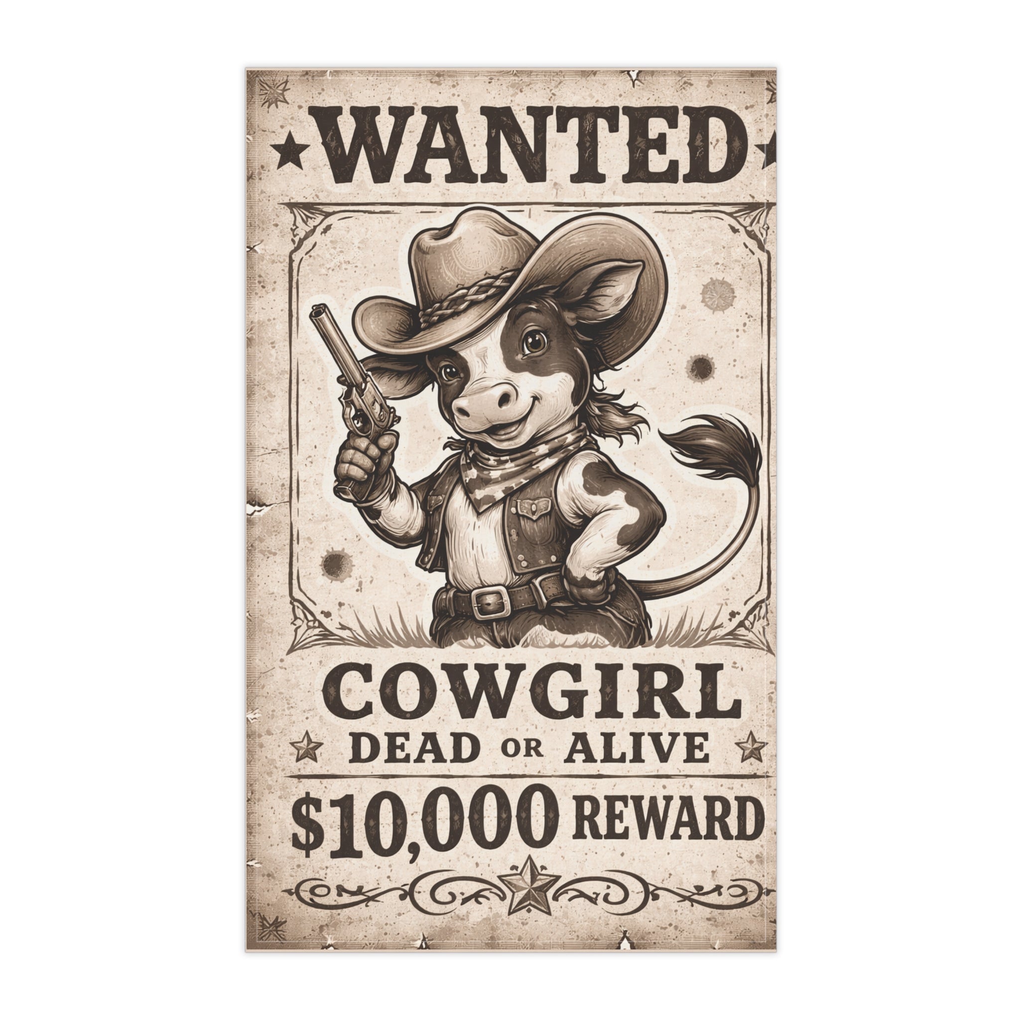 Retro Western Funny Naughty Cowgirl Farmhouse Tea Towel — Design by Leah Quinn©