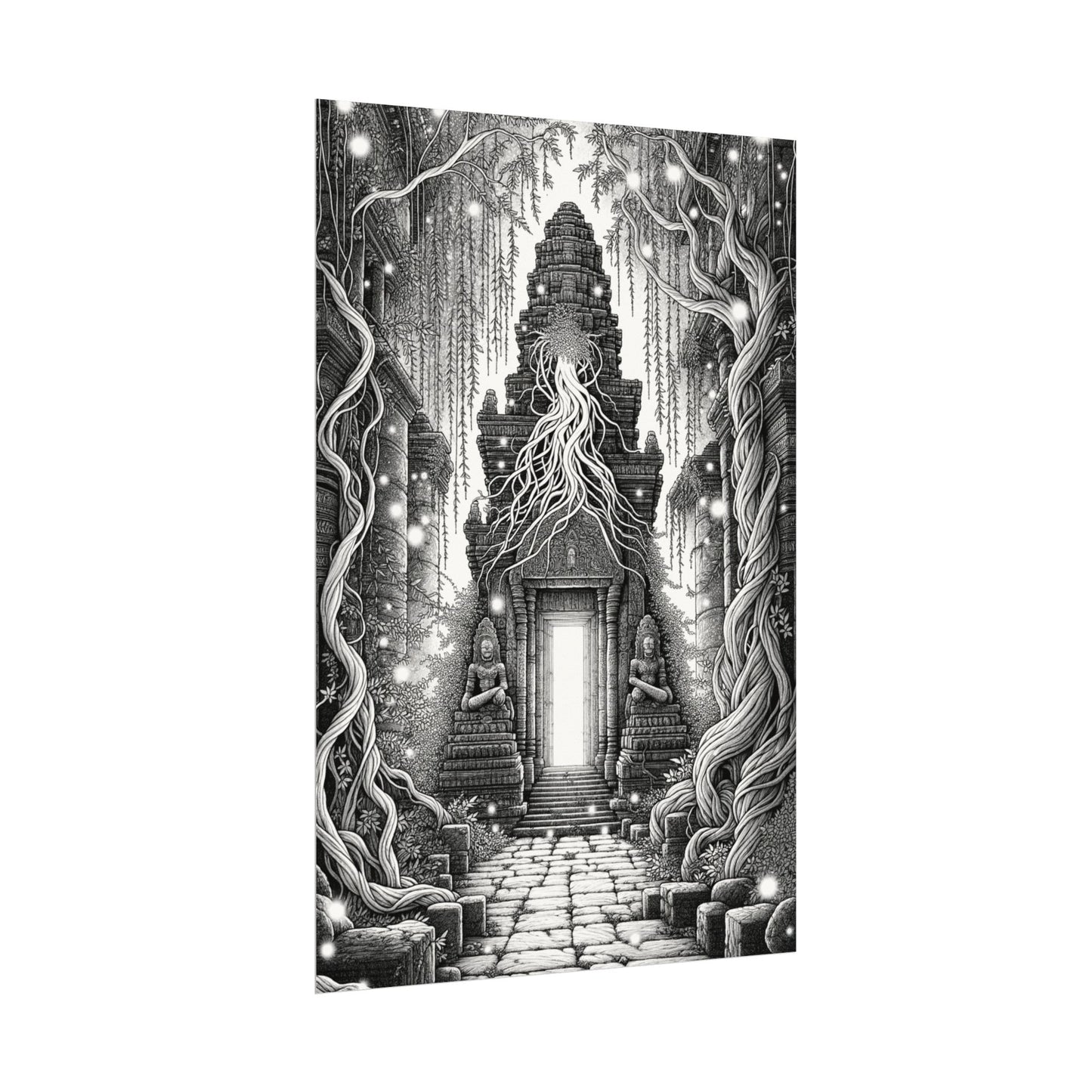 “Temple of Hidden Light” — Fine Art Coloring Poster – Premium Watercolor (285gsm Cold Press Paper) 16x24, 24x36 & Huge 36"x54" inches