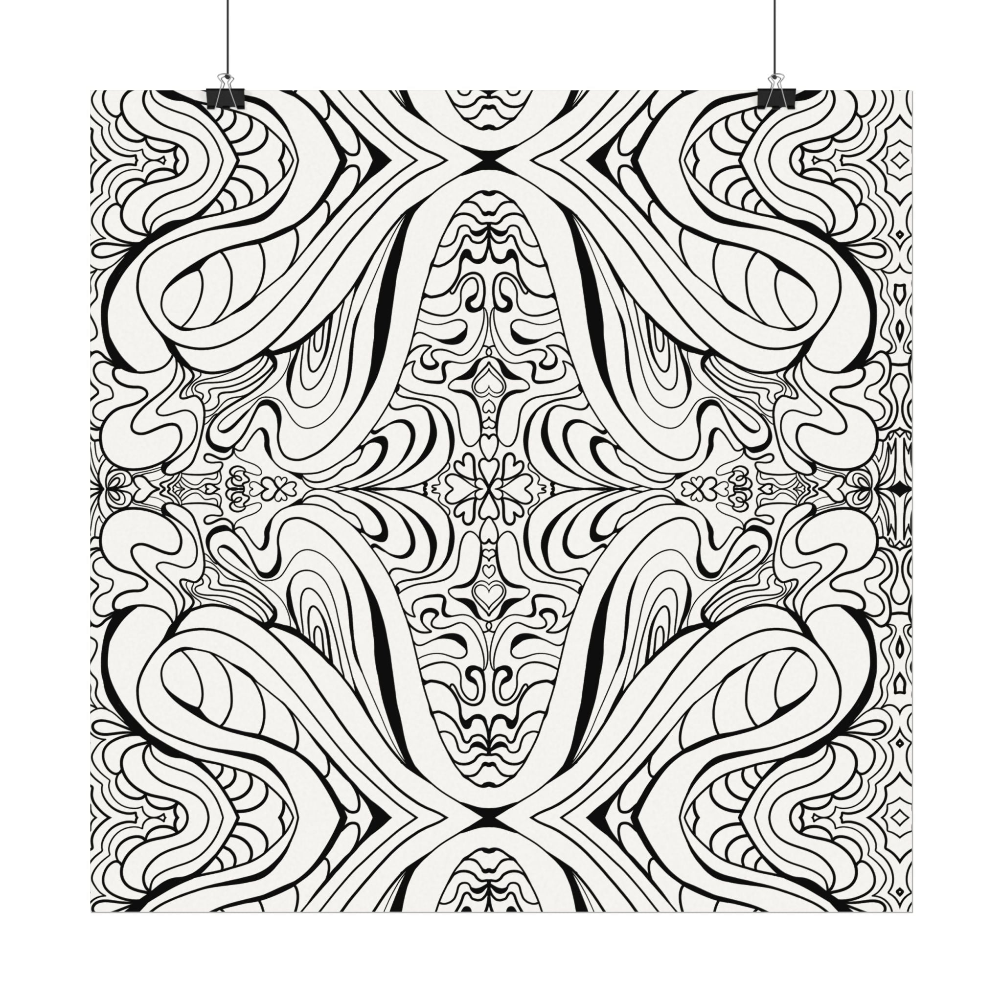 Boho Design Coloring Poster on Fine Textured Watercolor Matte Print - Make Your Coloring Pages Stand Out!