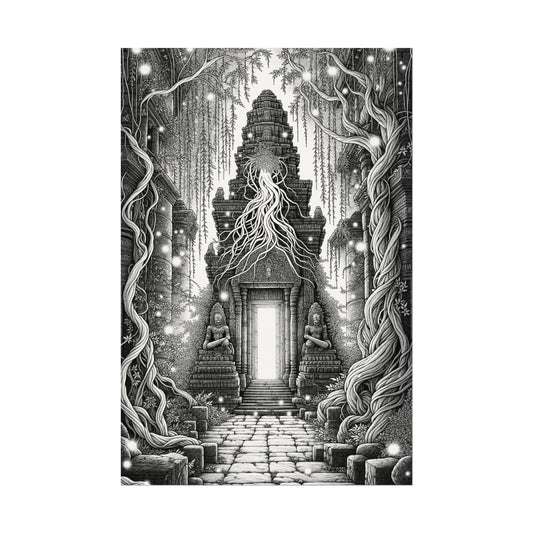 “Temple of Hidden Light” — Fine Art Coloring Poster – Premium Watercolor (285gsm Cold Press Paper) 16x24, 24x36 & Huge 36"x54" inches
