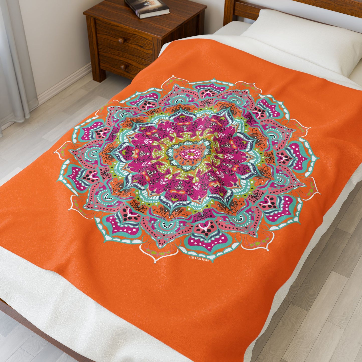 🧡✨ Sacral Chakra Mandala – Velveteen Plush Blanket & Cozy Throw