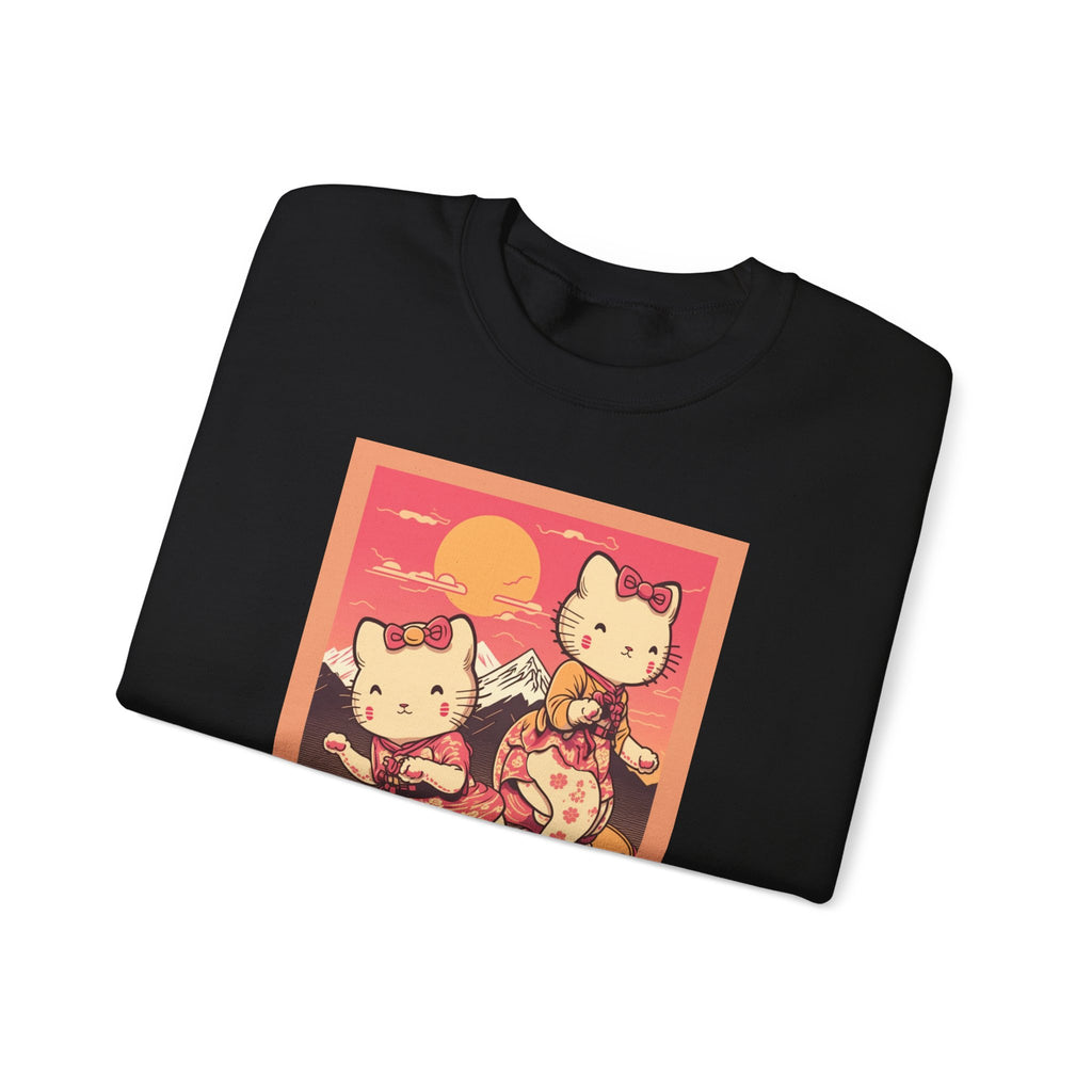 Cute Kittens Skateboarding Unisex Sweatshirt for Cat Lovers and Teens