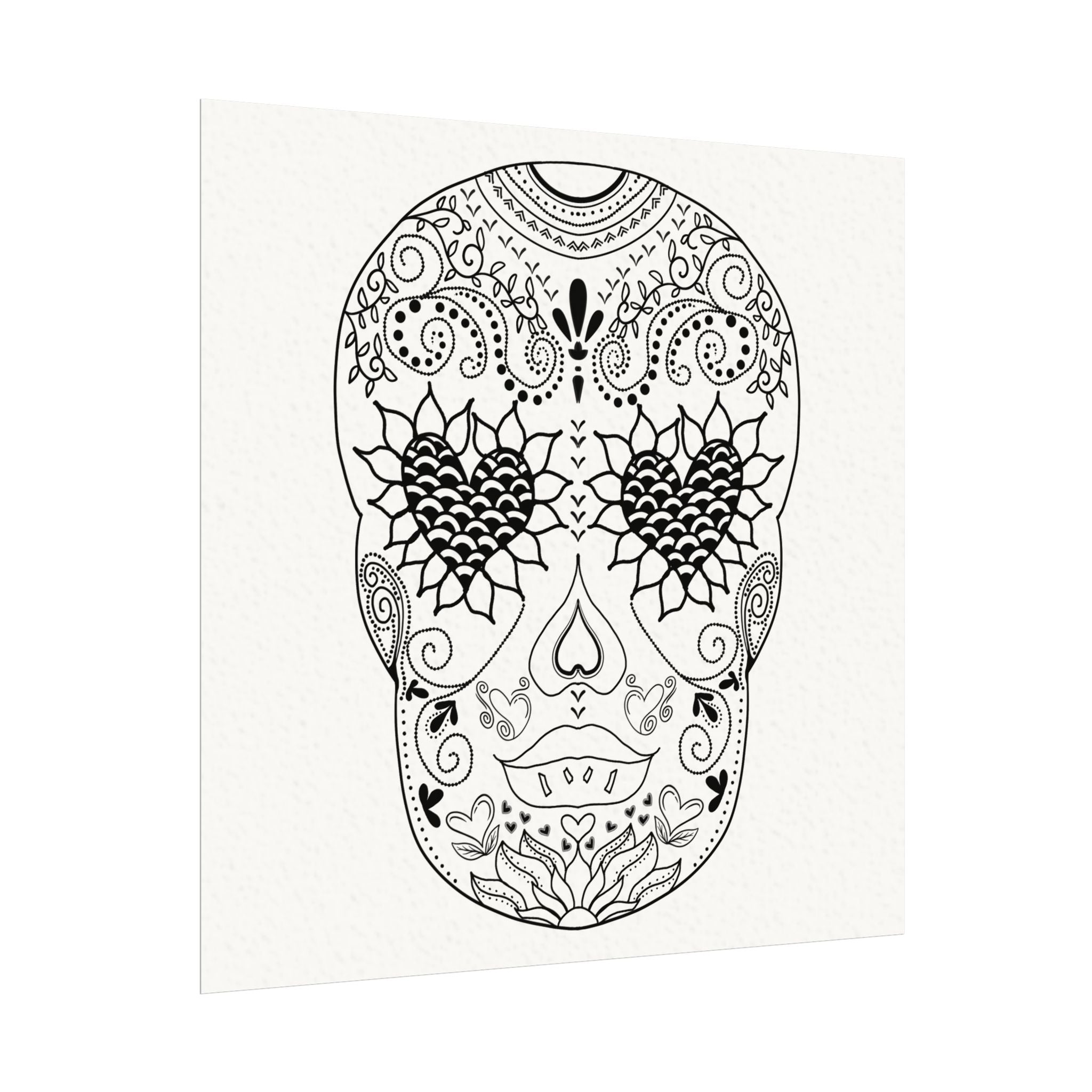 Sugar Skull Day of the Dead Number 3 Coloring Poster on Fine Textured Watercolor Matte Print - Make Your Coloring Pages Stand Out!