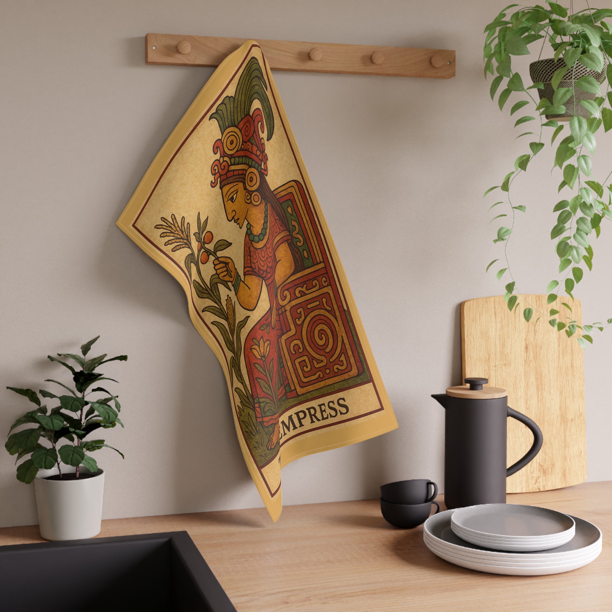 'The Empress' Inspired Tarot Kitchen Tea Towel — Aztec Inspired by Leah Quinn Design©