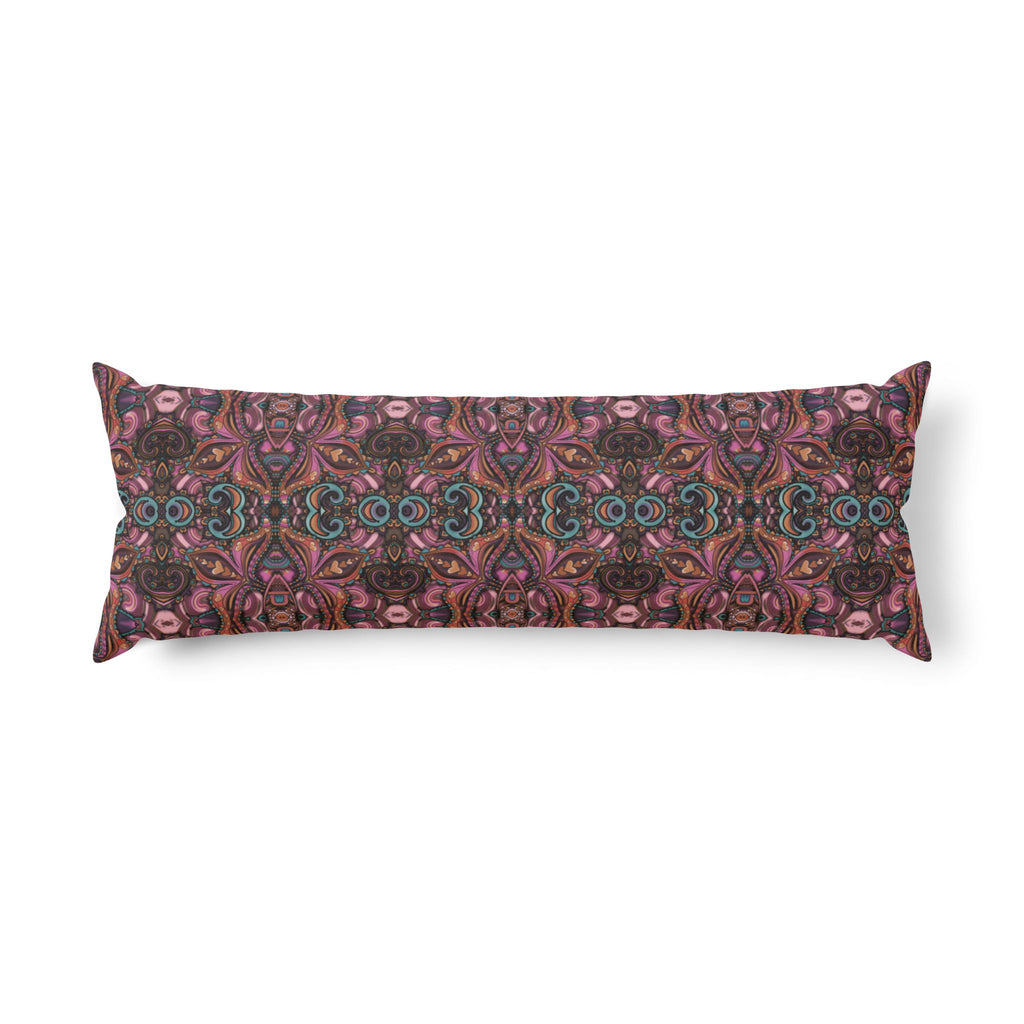 Bohemian Floral 'Sabrina' Body Pillow — Pink & Teal Kaleidoscope Support Cushion